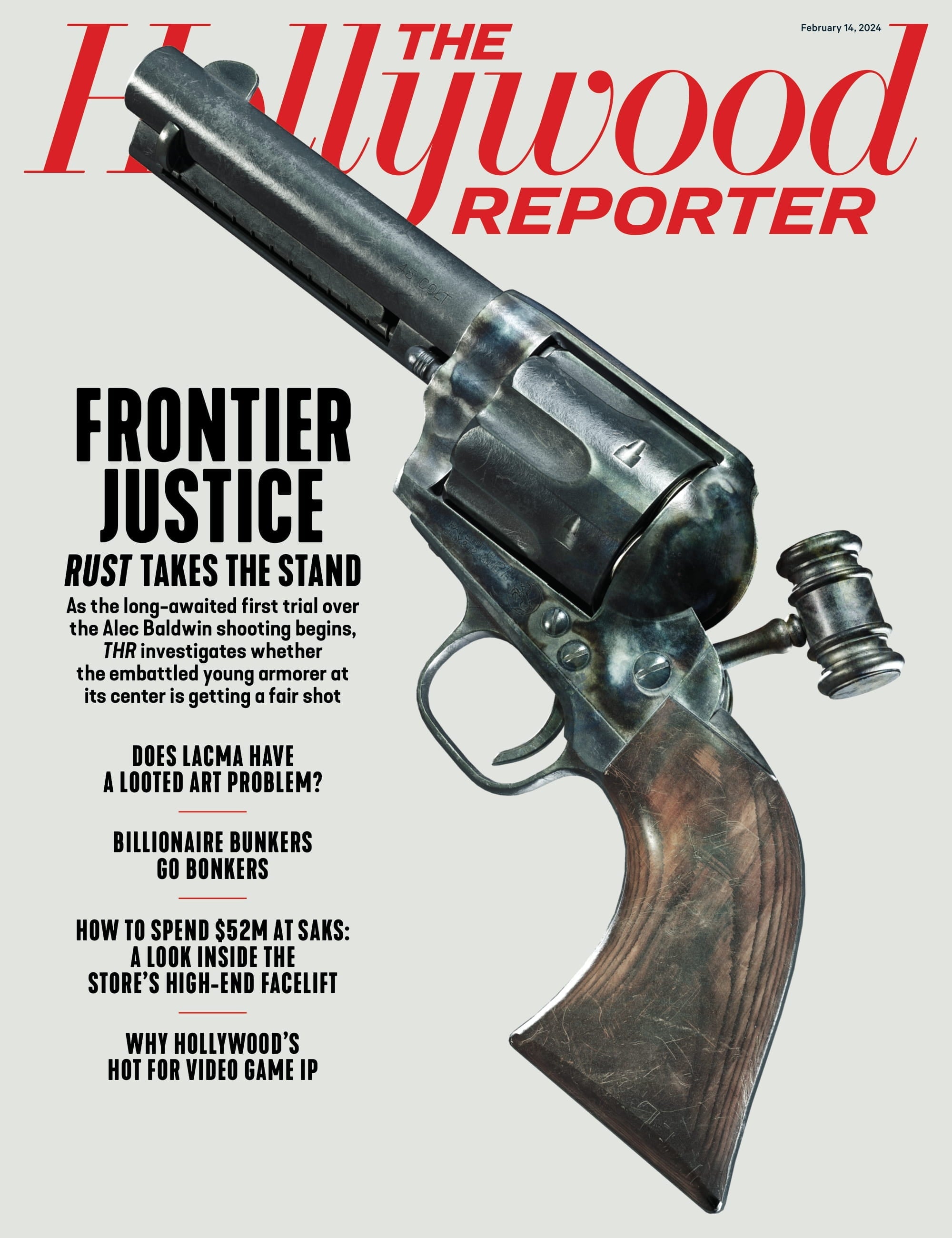 The Hollywood Reporter - 24.02.14 Edition: Frontier Justice, Rust Shooting Incident, Alec Baldwin Trial Begins, Armorer Hannah Gutierrez-Reed, New $52M Saks, J.Lo & Lily Gladstone's Designers & More!