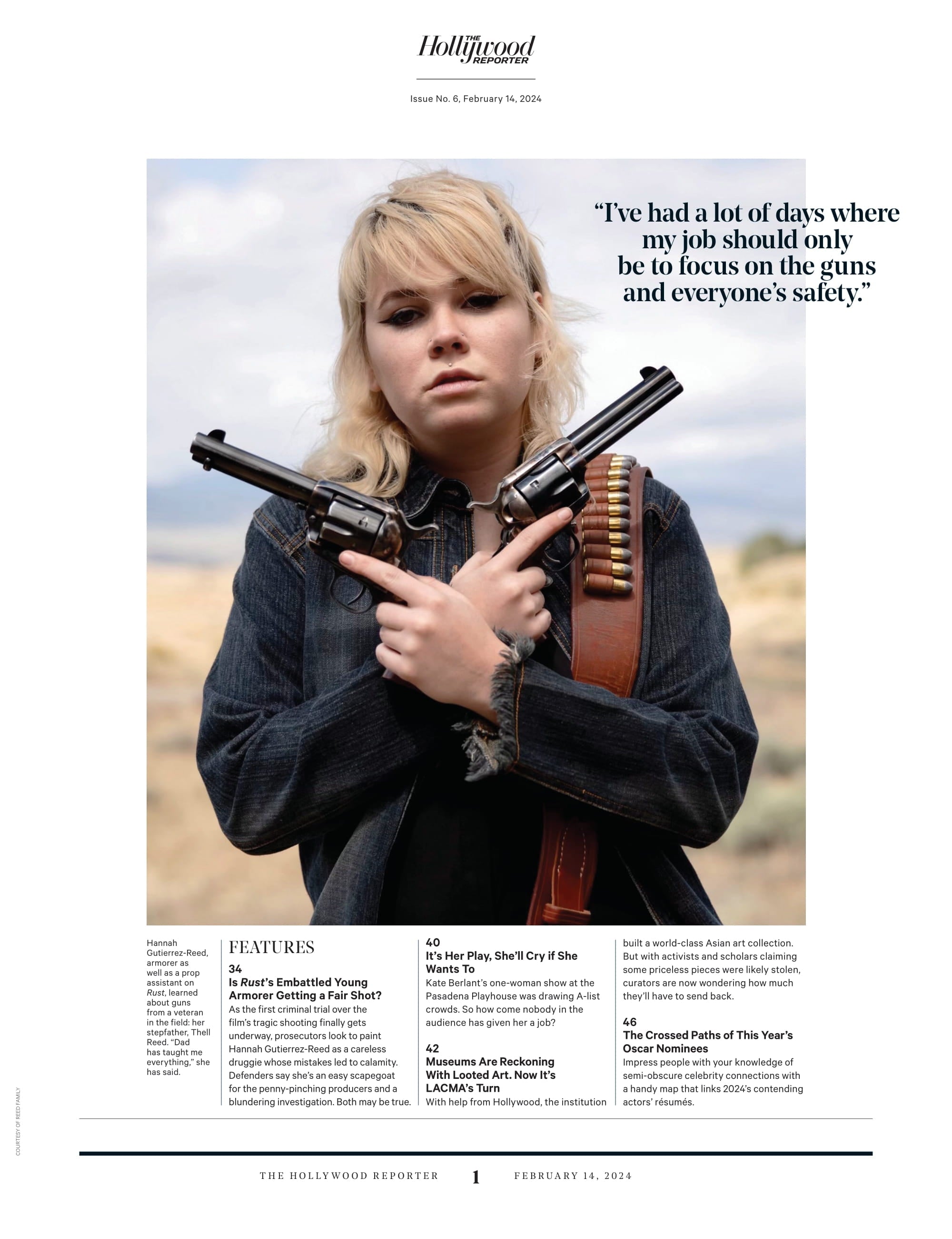 The Hollywood Reporter - 24.02.14 Edition: Frontier Justice, Rust Shooting Incident, Alec Baldwin Trial Begins, Armorer Hannah Gutierrez-Reed, New $52M Saks, J.Lo & Lily Gladstone's Designers & More!