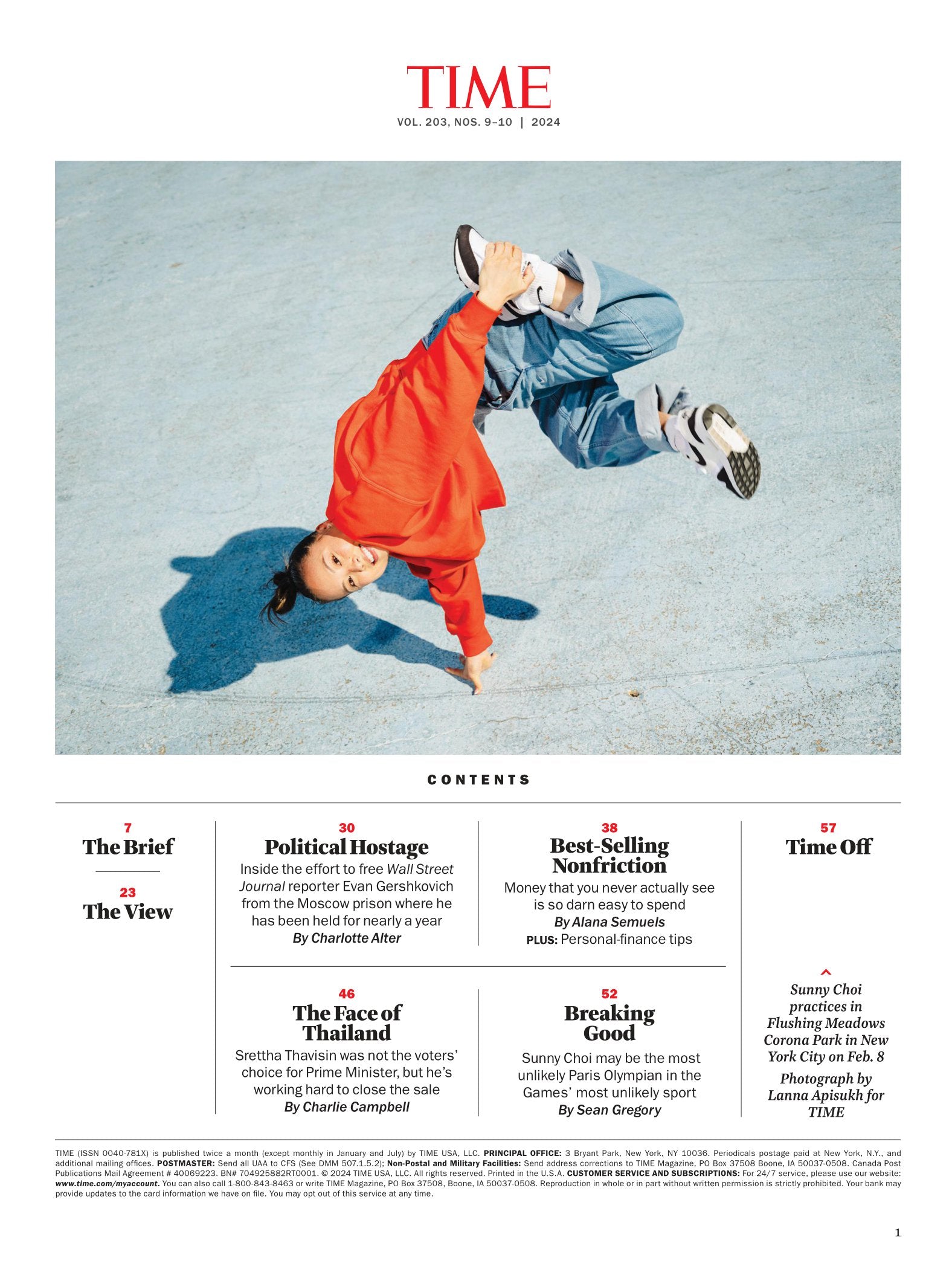 TIME Magazine - 03.25.24 Edition: The Fight To Free Evan Gershkovich, Moscow Prison, Thailand Minister Srettha Thavisin, Epidemic Risk In Gaza, Paris Olympian Sunny Choi, Reddit Users Revolt & More!