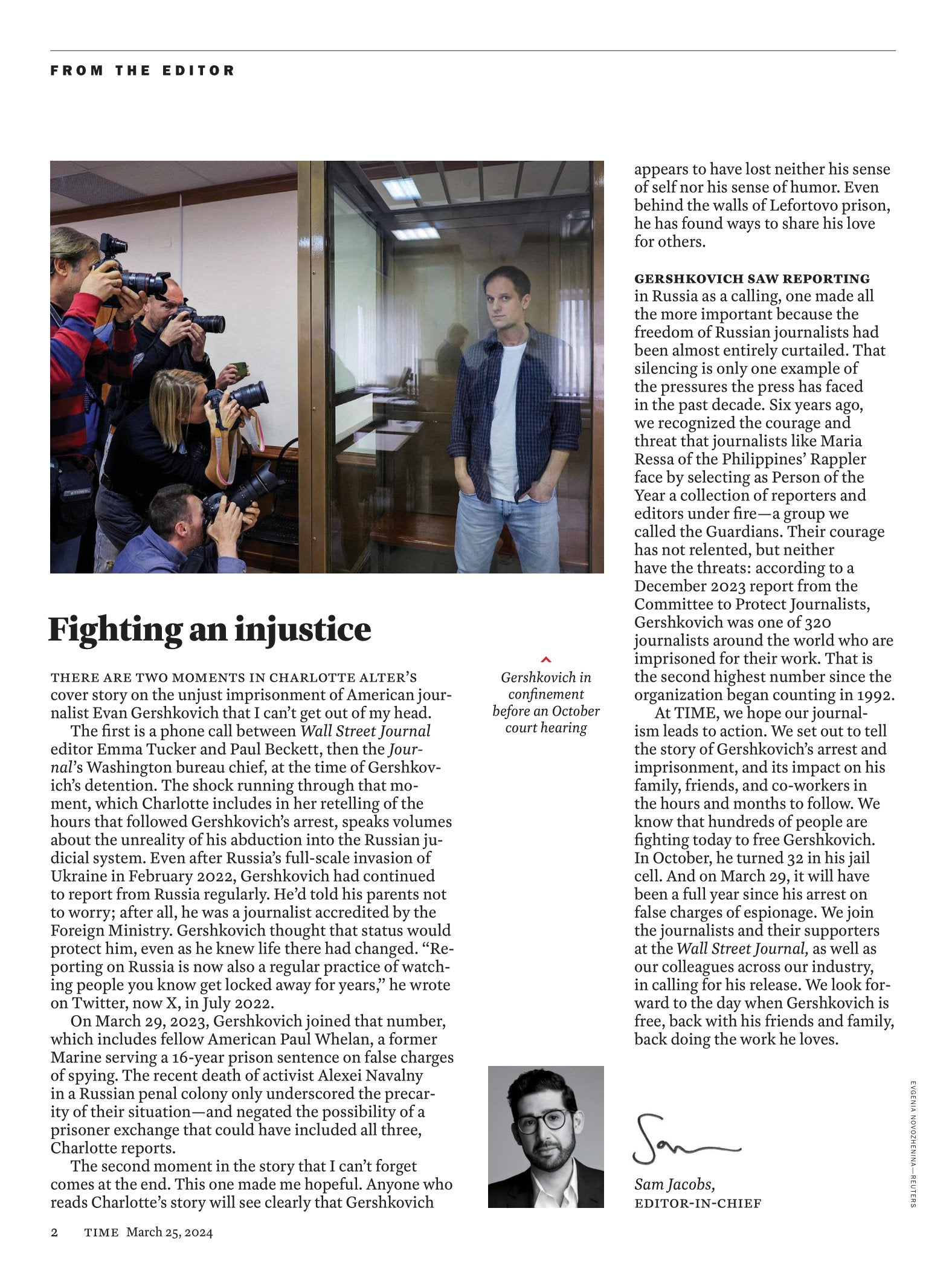 TIME Magazine - 03.25.24 Edition: The Fight To Free Evan Gershkovich, Moscow Prison, Thailand Minister Srettha Thavisin, Epidemic Risk In Gaza, Paris Olympian Sunny Choi, Reddit Users Revolt & More!