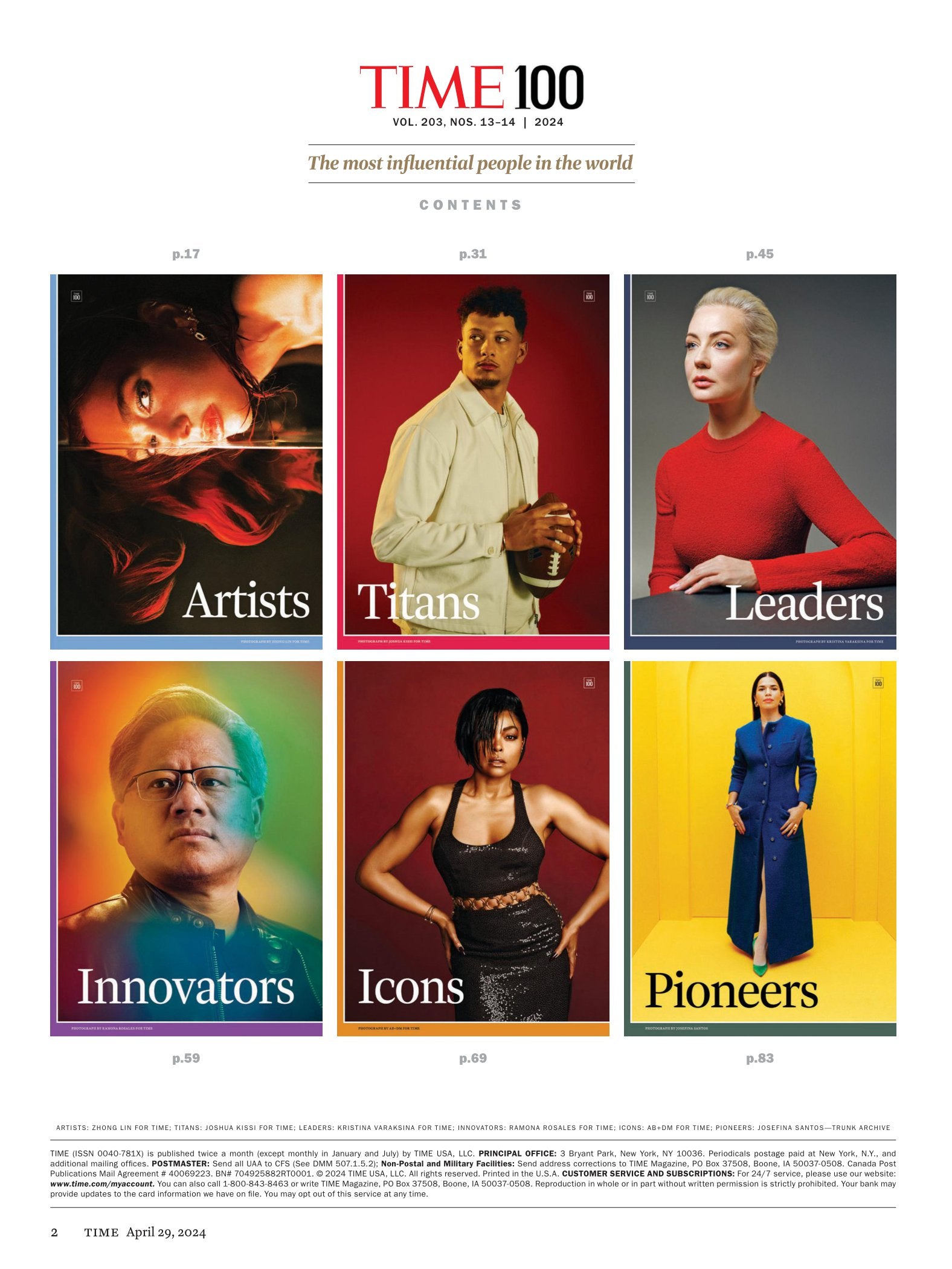 Time 100 - Most Influential People 2024: The Artists, Innovators, Titans, Leaders, Icons & Pioneers Whose Contributions Are Changing The World!