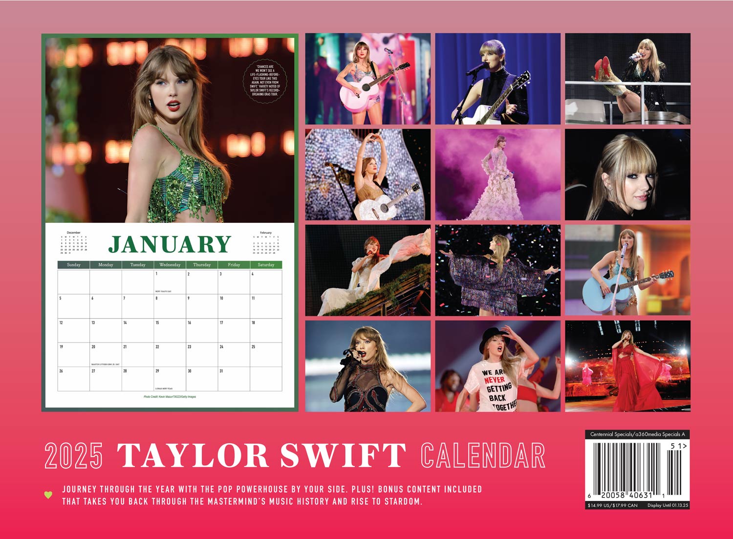 Taylor Swift - 2025 Calendar: A Year With The World's Biggest Pop Star, Bonus Content Through Music History & Rise To Stardom, Album Spotlight, TTPD, Folklore, Lover, Iconic Photos, Fun Facts & More!