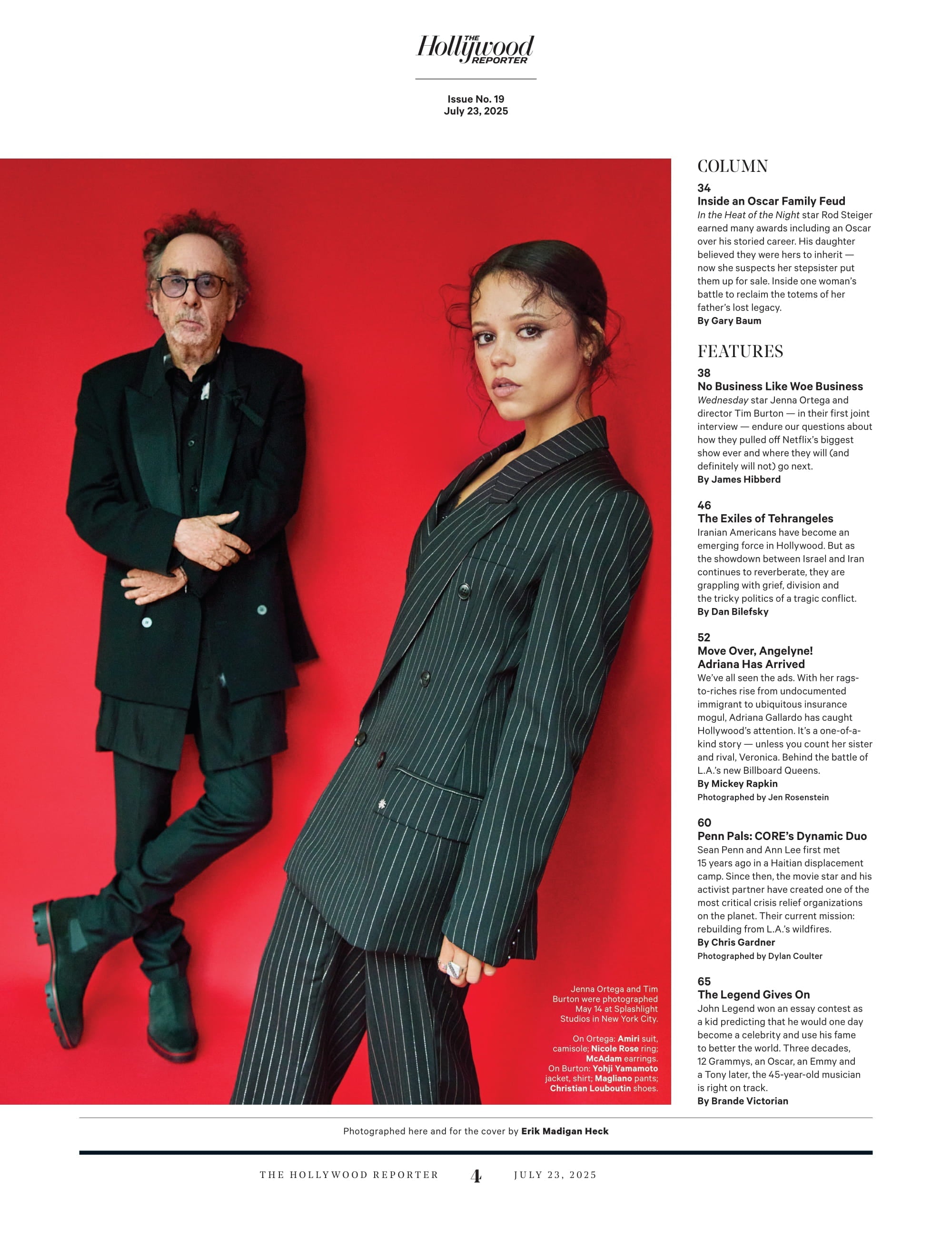 The Hollywood Reporter - 25.07.23 Edition: Tim Burton & Jenna Ortega On Netflix’s Wednesday, Disney & Comcast’s Theme Park Land Grab, John Legend’s Legacy, Hollywood’s New Angelyne & More!