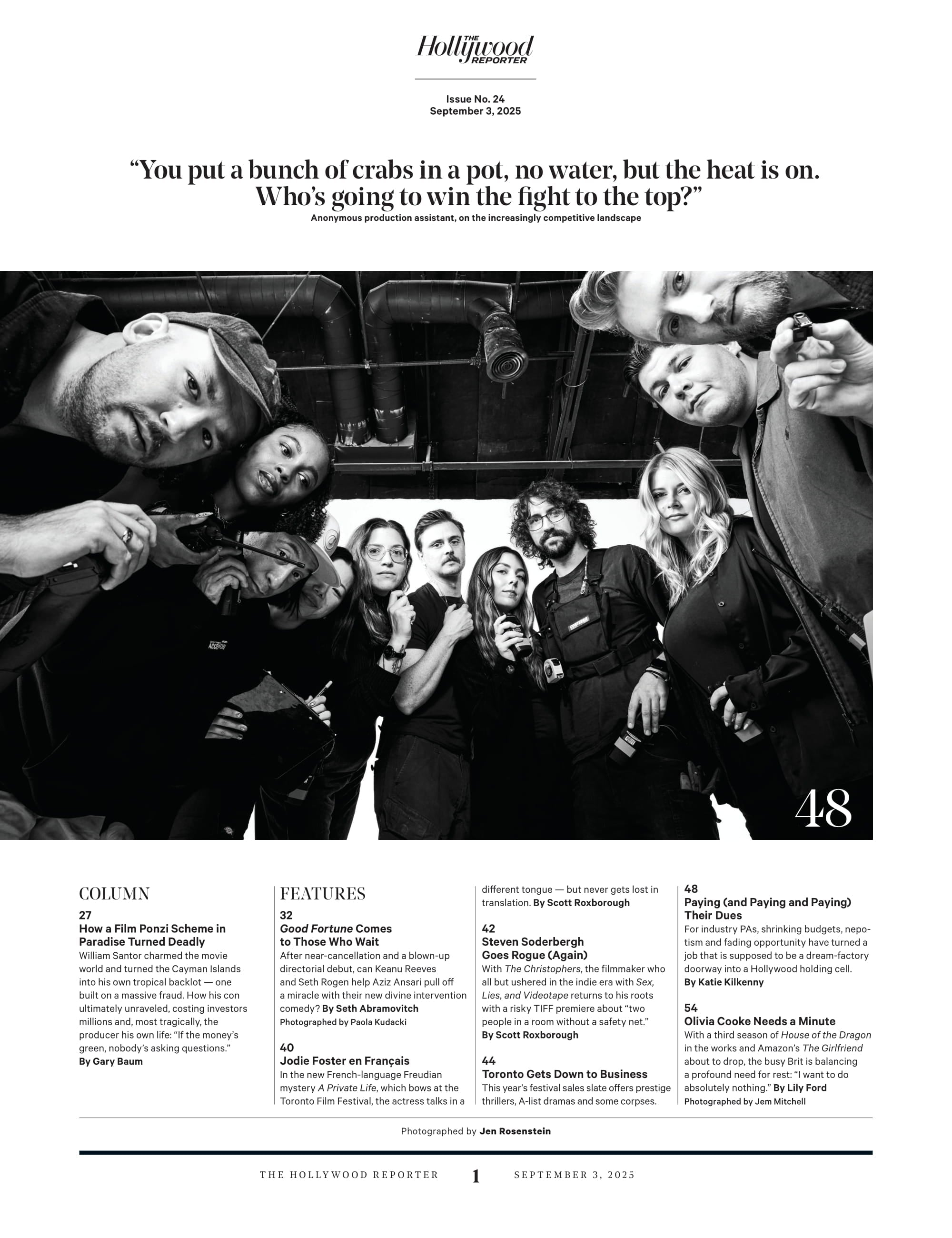 The Hollywood Reporter - 25.09.03 Edition: Toronto Film Festival 2025, Aziz Ansari, Keanu Reeves & Seth Rogen Team Up, Steven Soderbergh Goes Rogue, Risk-Taking Filmmaking,  Film Ponzi Schemes & More!