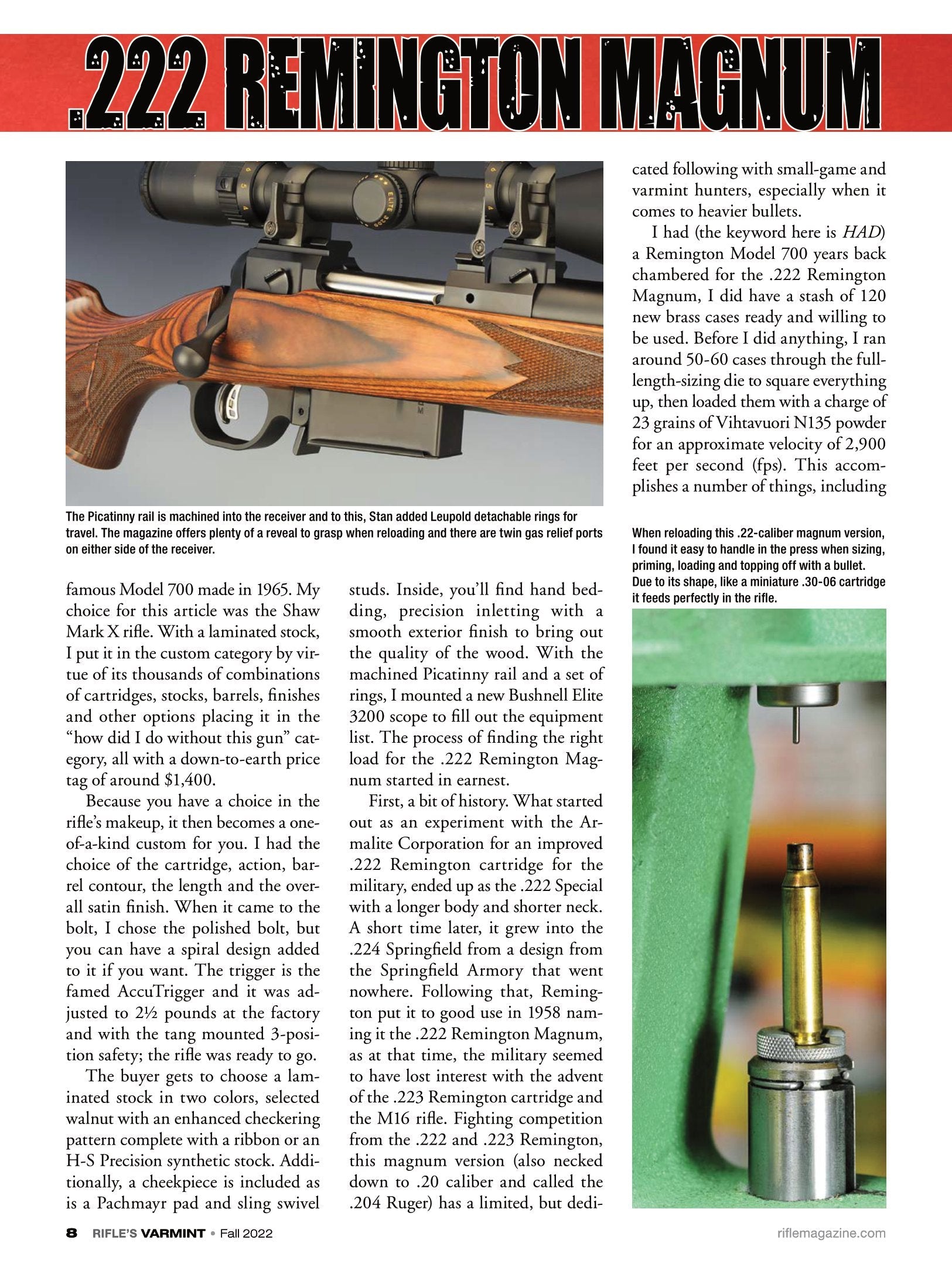 Varmint Rifles & Cartridges Fall 2022 - Rifle Talk, Hunting Tips, Classic VS. Modern Varmint Bullets, Silent Varminting, Rimfire Accuracy, Colt Rimfire New Frontiers & .222 Remington Magnum!