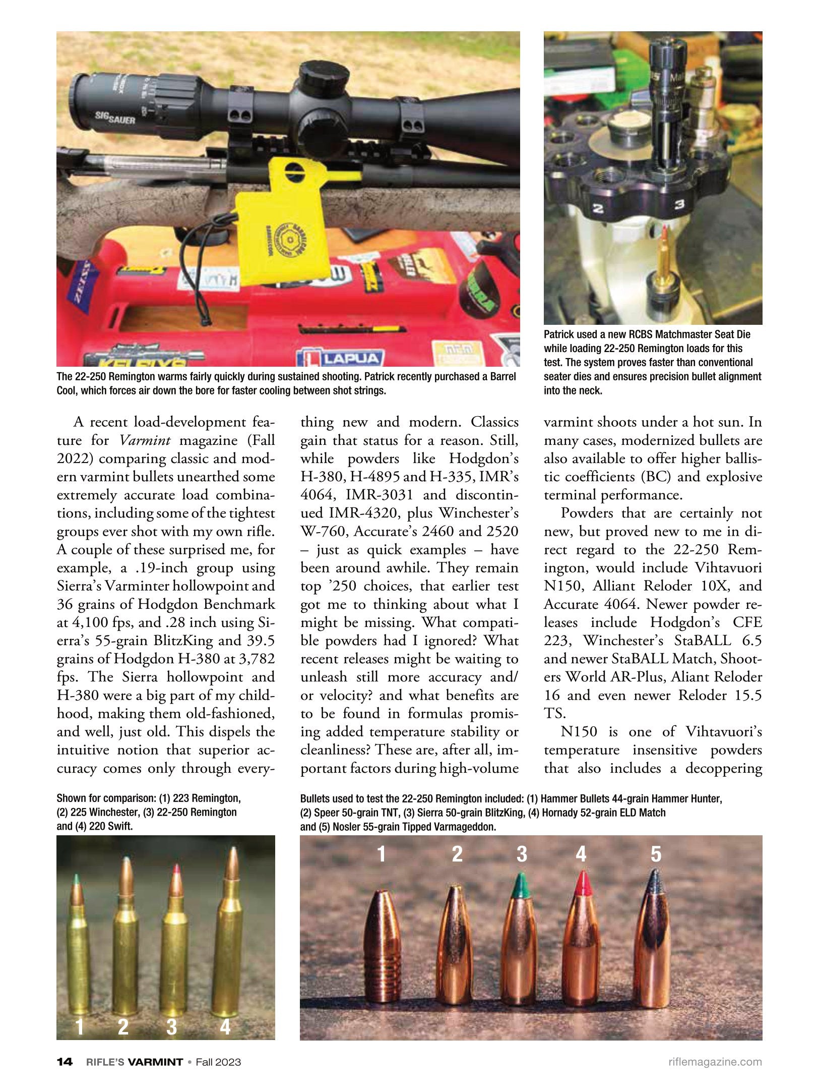 Varmint Rifles & Cartridges Fall 2023 - Varmint Hunting, Night Setups, Gear Guide, 220 Swift, 24 York, .14/221 Walker, 6.5 Creedmoor, Large Game, Bullets, Powder, Long Range, New Wildcat & Loads
