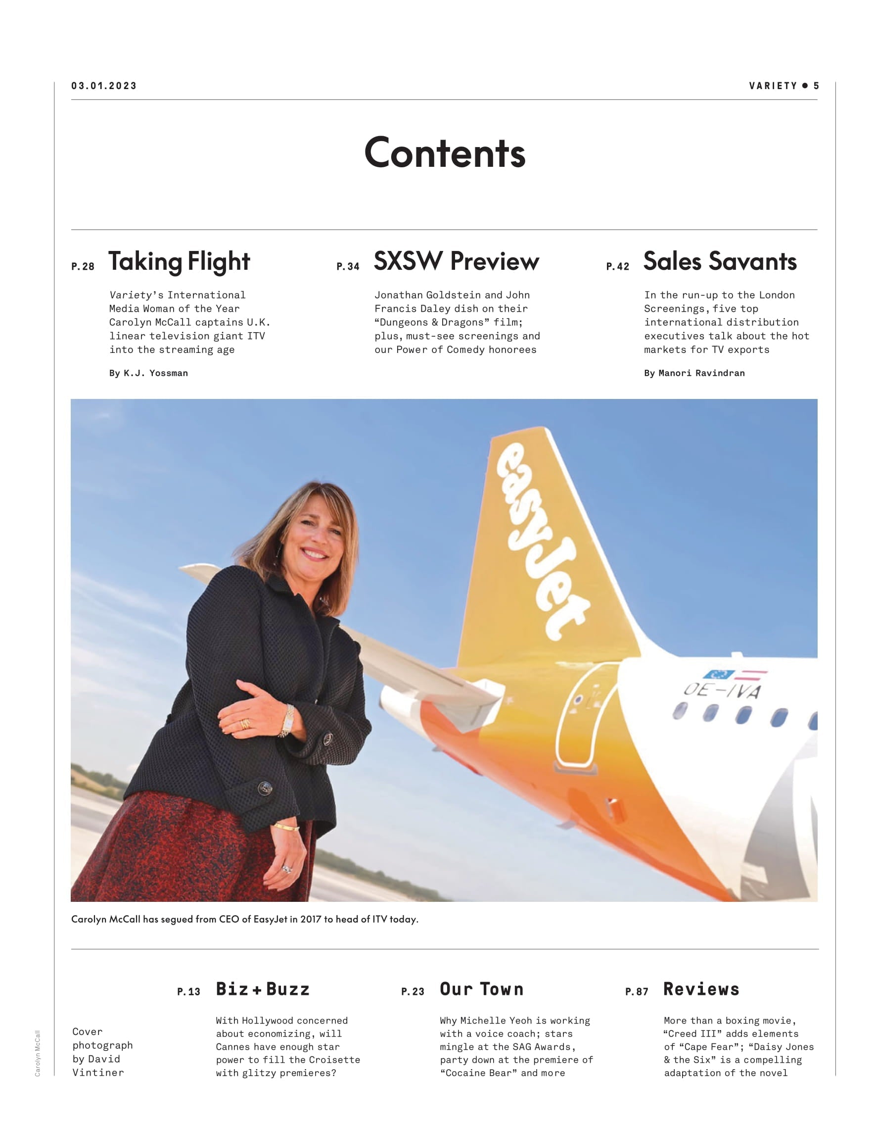 Variety - 23.03.01 Edition: CEO Carolyn McCall Captains U.K. Linear TV Giant ITV Into Streaming Age, SXSW Insider's Guide, Jonathan Goldstein & John Francis Daley On Dungeons & Dragons Film & More!