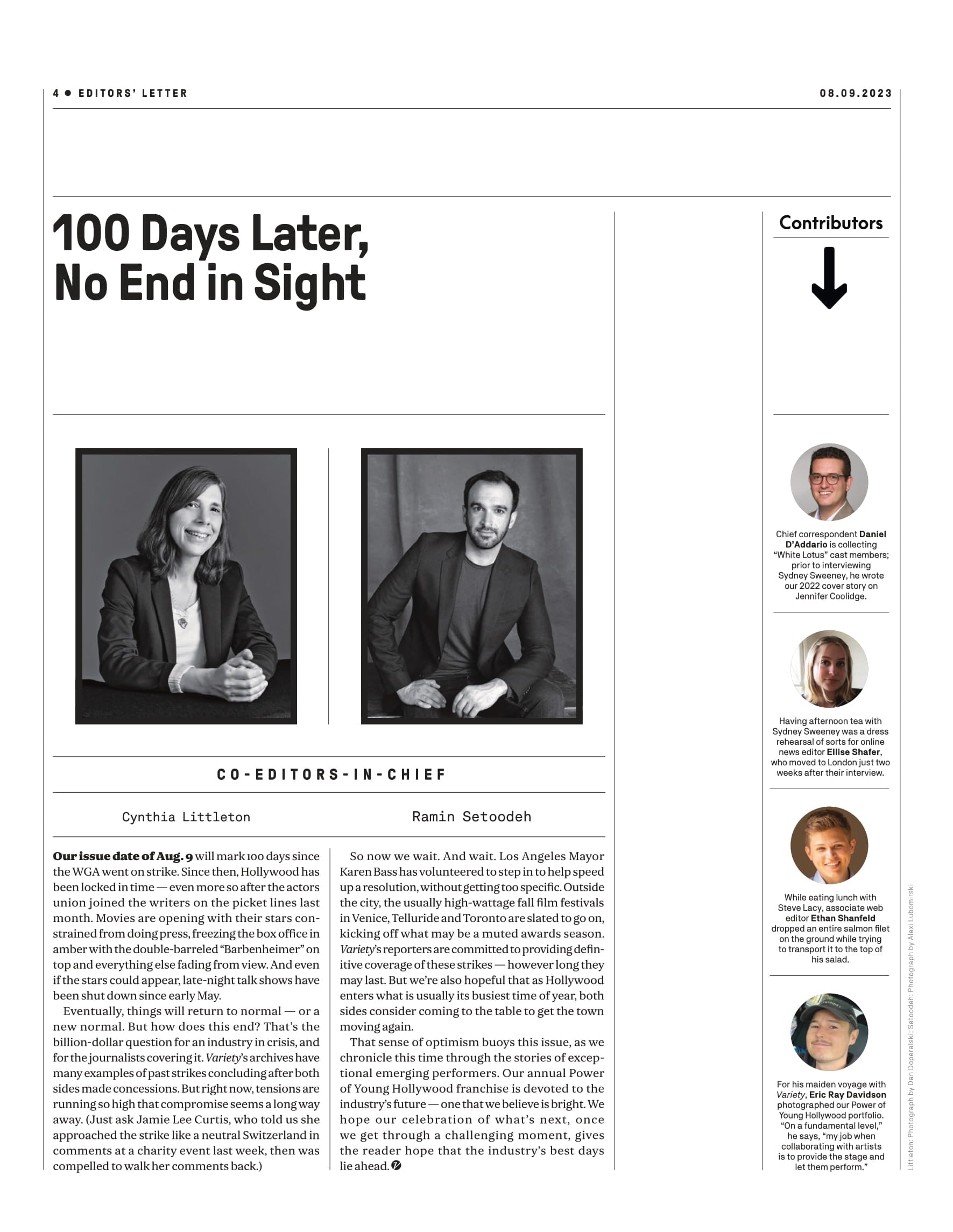 Variety - 23.08.09 Edition: Power Of Young Hollywood Issue, Sydney Sweeney, Noah Schnapp & Steve Lacy, Writers Strike Shines Light On Media CEOs' Pay Packages, Ben Wheatley's Meg 2: The Trench & More!