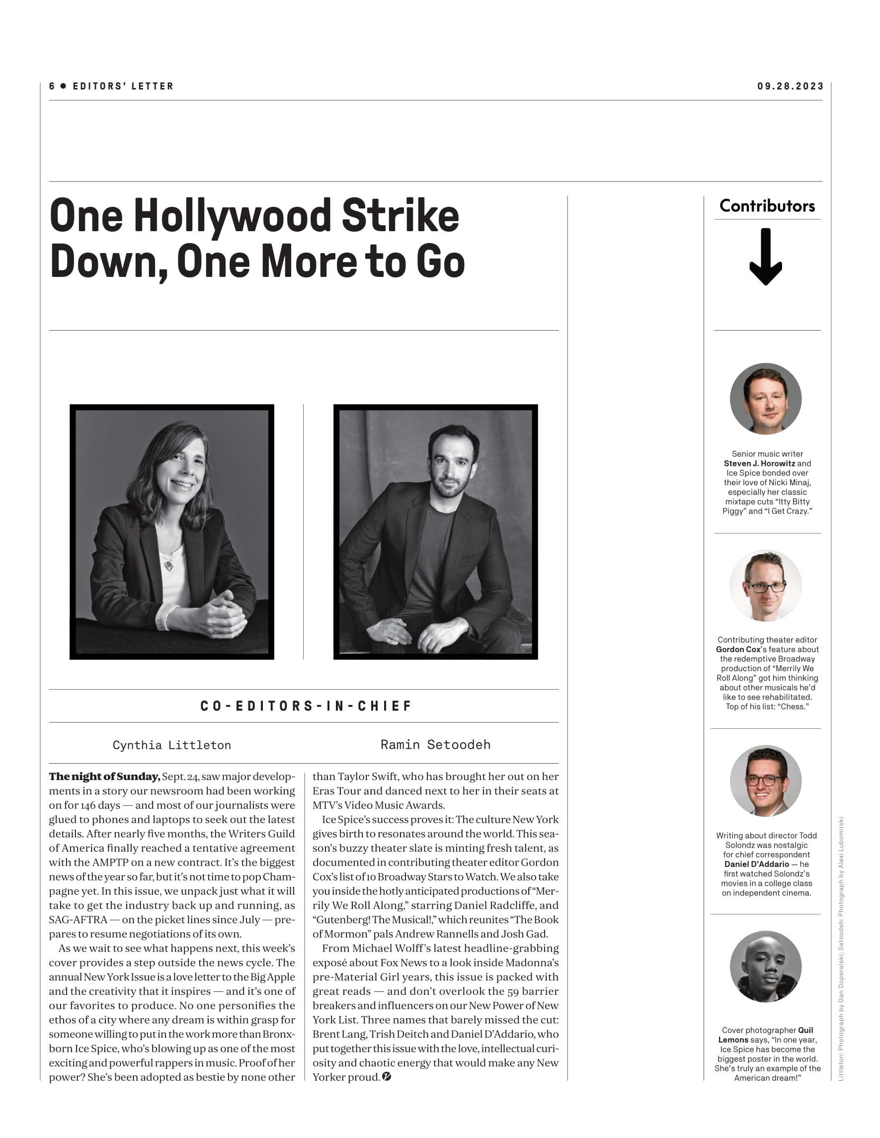 Variety - 23.09.28 Edition: The New York Issue, Ice Spice's Meteoric Rise, Daniel Radcliffe On Broadway In Merrily We Roll Along, 59 East Coast New Power Players, What's Next For Fox News & More!