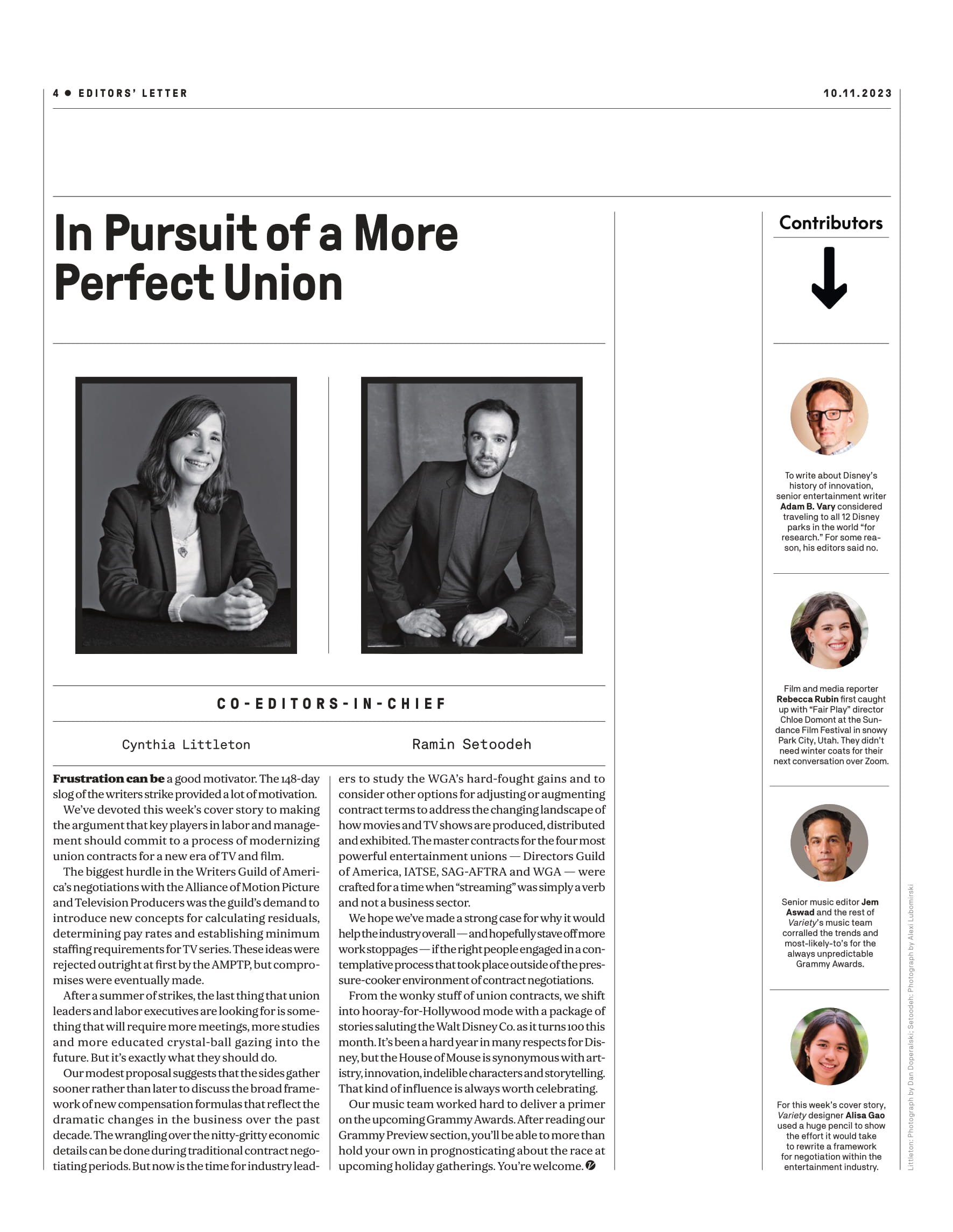 Variety - 23.10.11 Edition: A New Deal, Hollywood Needs Page-One Rewrite Of Key Labor Contracts, Chloe Domont's Film Fair Play, Walt Disney's 100 Year Anniversary, Aquaman's Sequel BTS Battles & More!