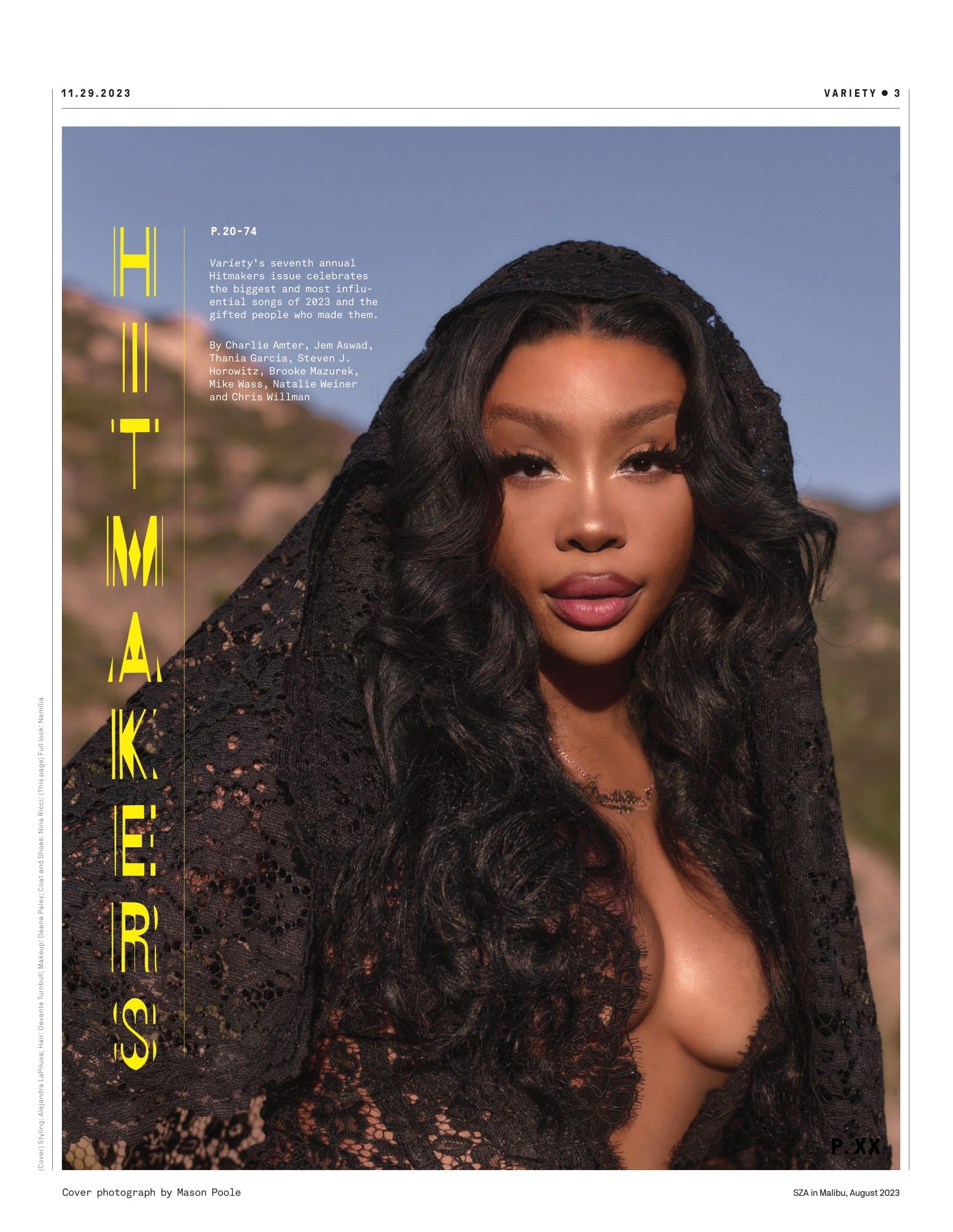 Variety - 23.11.29 Edition: Hitmakers Issue, SZA Gets Candid On Songwriting Process, SOS Album & Grammy Nominations, Boygenius On Their Collaborative Efforts, Unsung Heroes Behind Success & More!