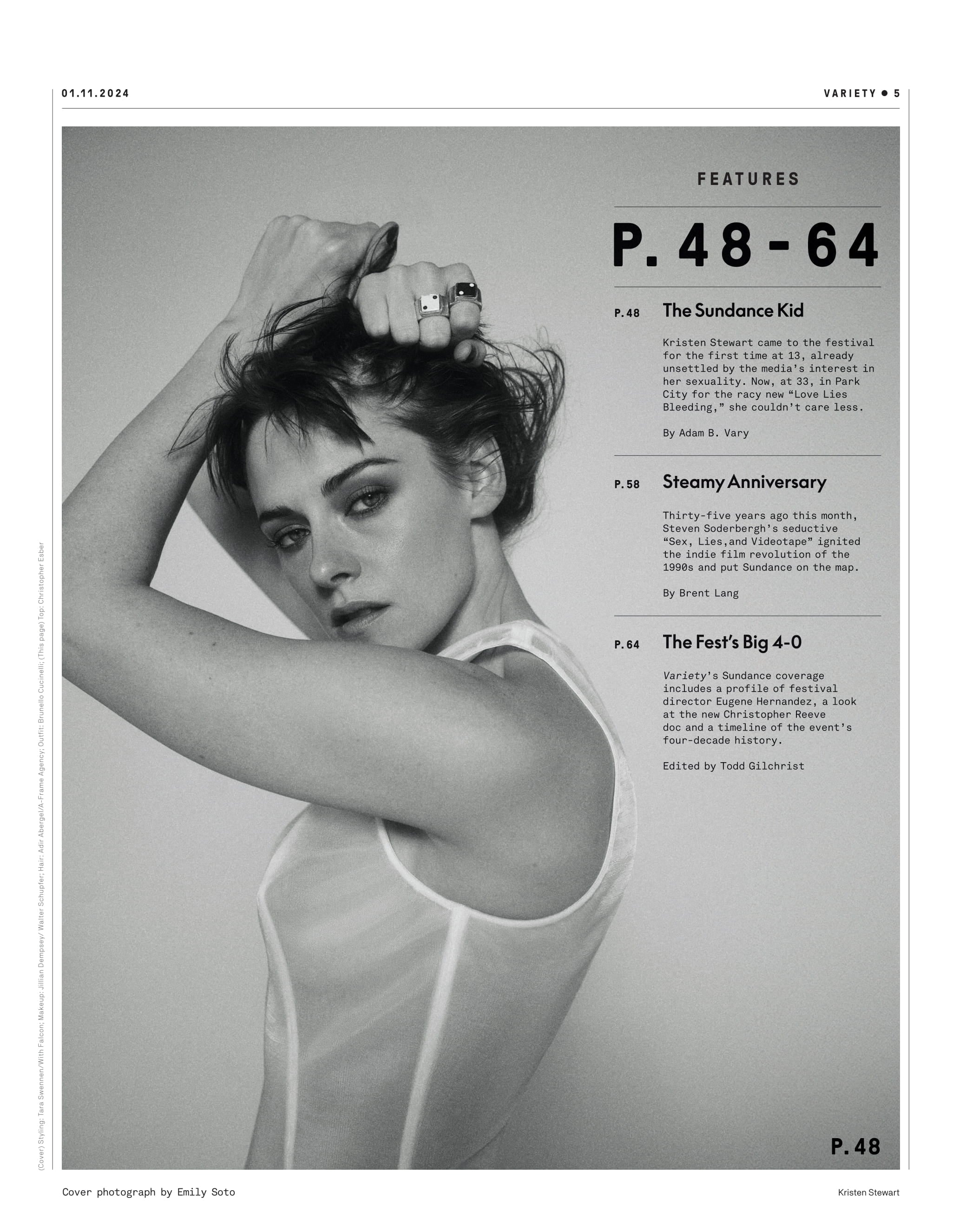 Variety - 24.01.11 Edition: Kristen Stewart Goes Out To Sundance, Hollywood’s Riskiest Young Star Shakes Up Her Image Twice Over, Joy Koy Hosting Golden Globes, Oscar Clues Revealed & More!