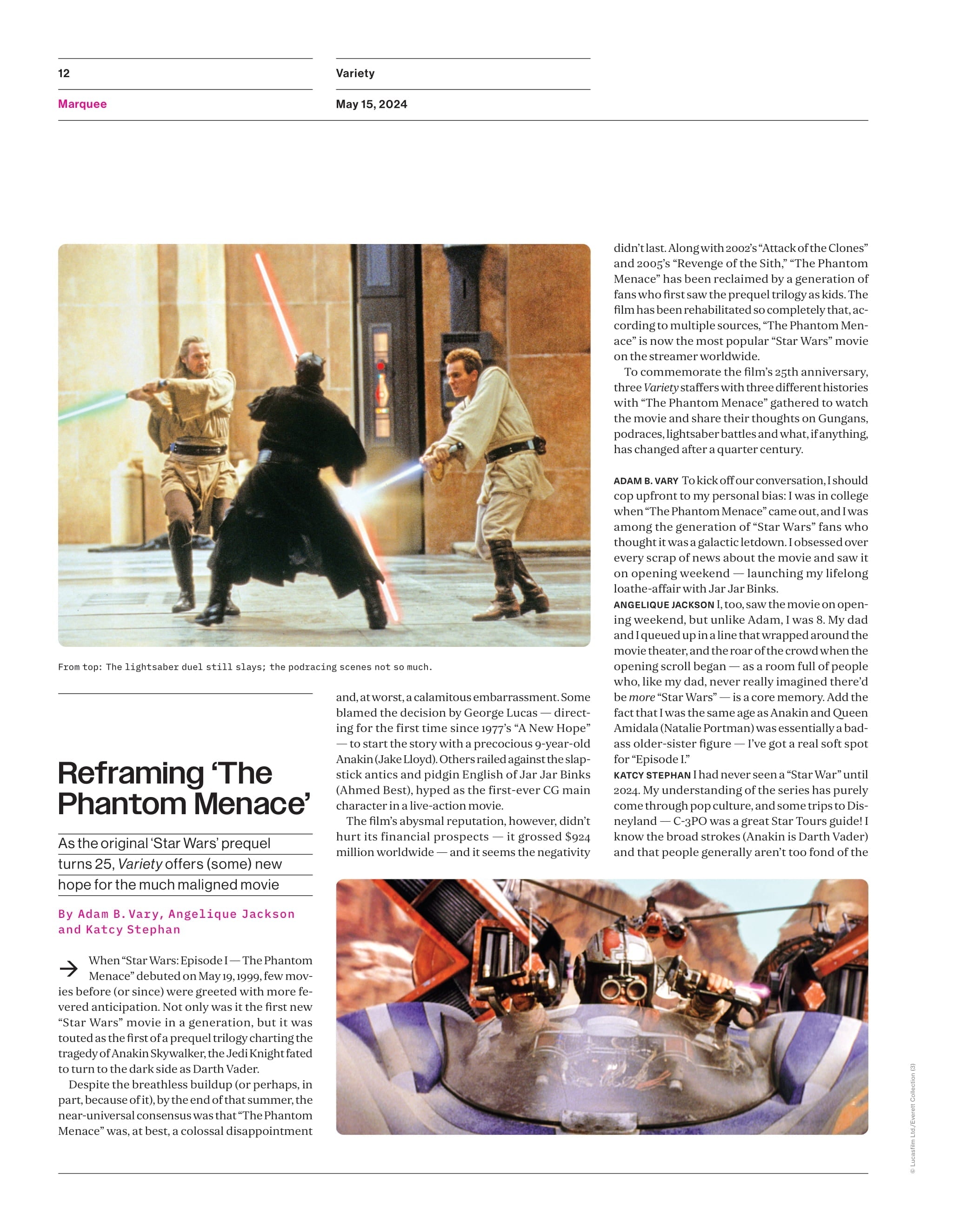 Variety - 24.05.15 Edition: TV’s Reboot, Profit-Hungry Streamers Adapt The Broadcast Network Playbook, Box Office Doom & Gloom: A Spring In Broadway’s Step, Reframing The Phantom Menace & More!