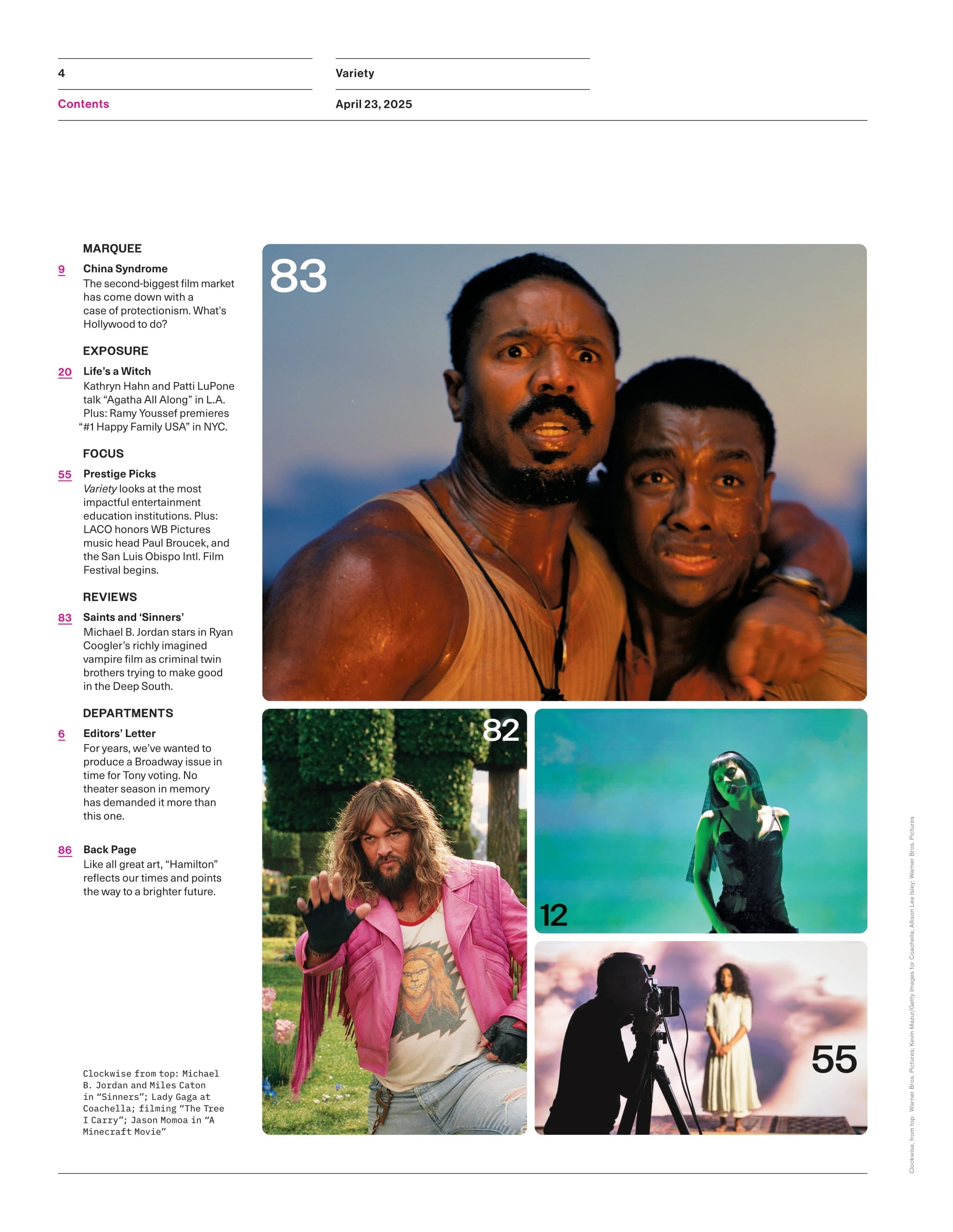 Variety - 25.04.23 Edition: Broadway Actors On Actors, George Clooney & Patti Lupone, Miramax Makeover, Michael B. Jordan In Ryan Coogler’s Vampire Film, Hamilton Still Shapes The Future & More!