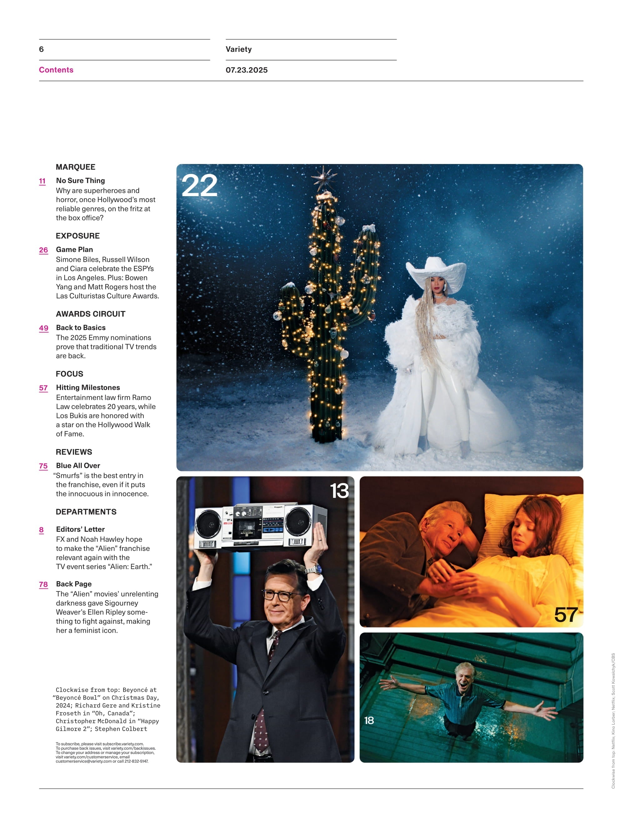 Variety - 25.07.23 Edition: FX’s Big Bet On 'Alien: Earth', 2025 ESPYs, Music Mogul Of The Year, Superhero & Horror Box Office Shift, Beyoncé’s Dazzling Christmas Special, Best Smurfs Film Yet & More!