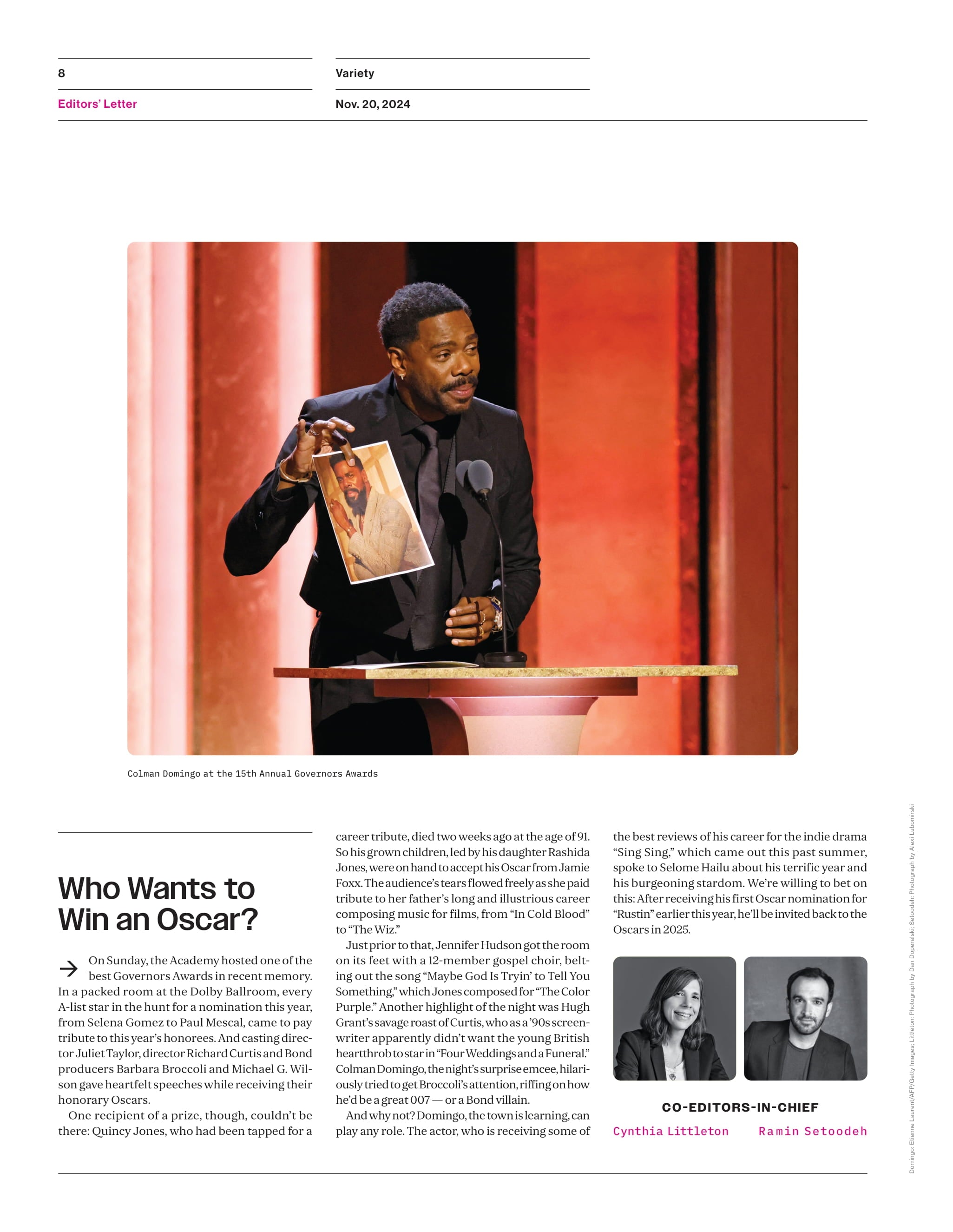 Variety - 24.11.20 Edition: Colman Domingo Returns To The Oscar Race With Role In Sing Sing, How The Film Taught Him About Men's Capacity For Tenderness, Have Remotes Ruined The Movies For Kids & More