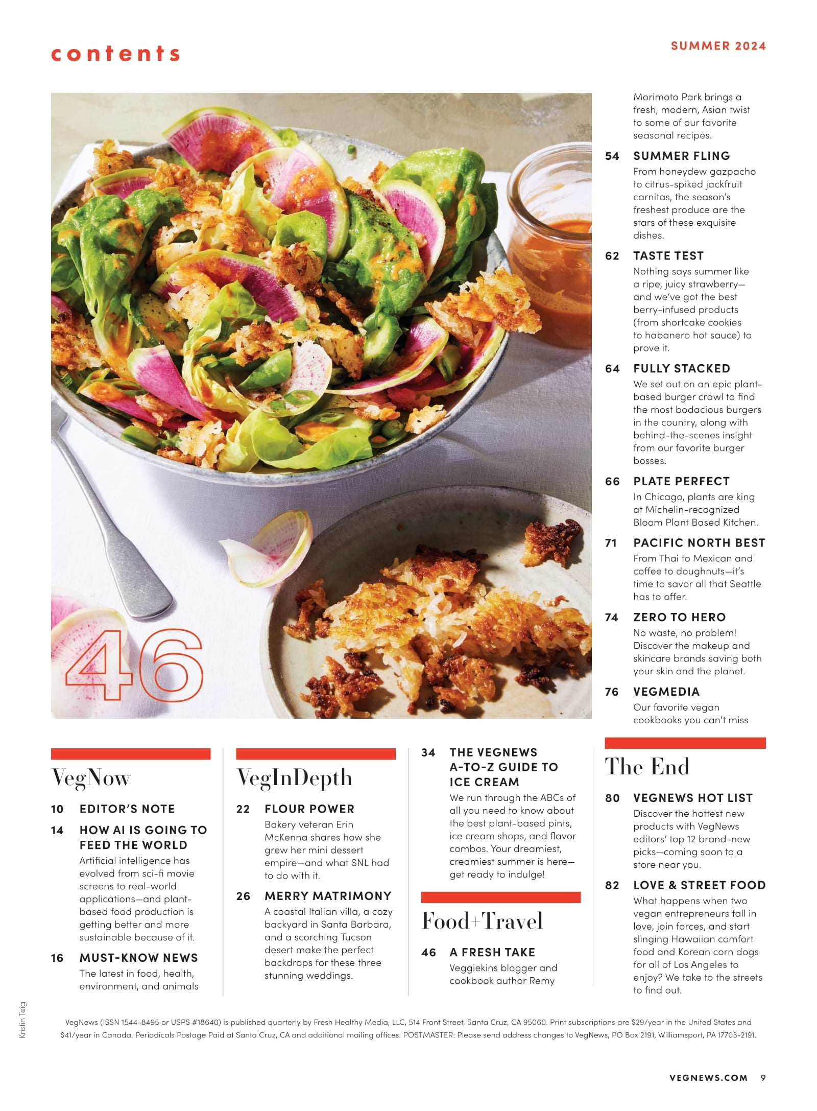 VegNews - Summer 2024: 20 Summer Recipes, Korean BBQ Nachos, Taiwanese Popcorn Tofu, A To Z Guide To Vegan Ice Cream, AI & Vegan Food, Vegan Weddings, Zero-Waste Skincare, New Cookbooks & More!