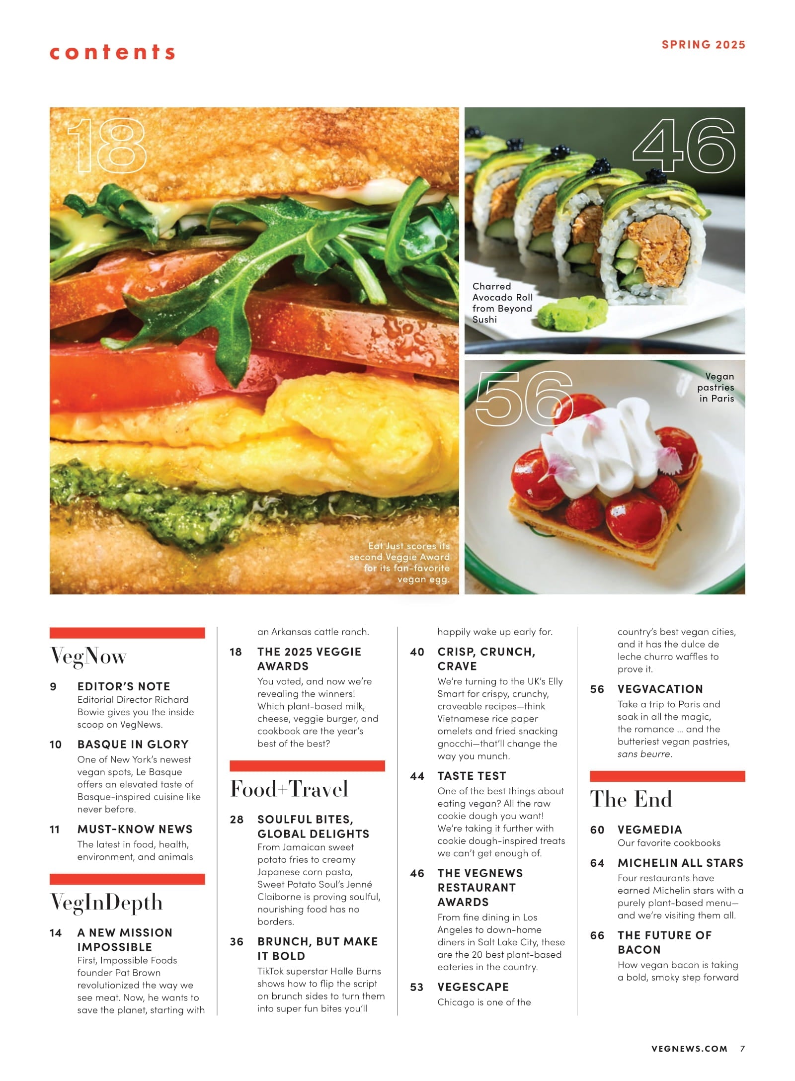 VegNews - Spring 2025: The 2025 Veggie Awards, Michelin Rated Vegan Restaurants, Halle Burns’ Bold Vegan Brunch Ideas, Vegan Travel Spots In Paris, Impossible Foods Pat Brown Interview & More!