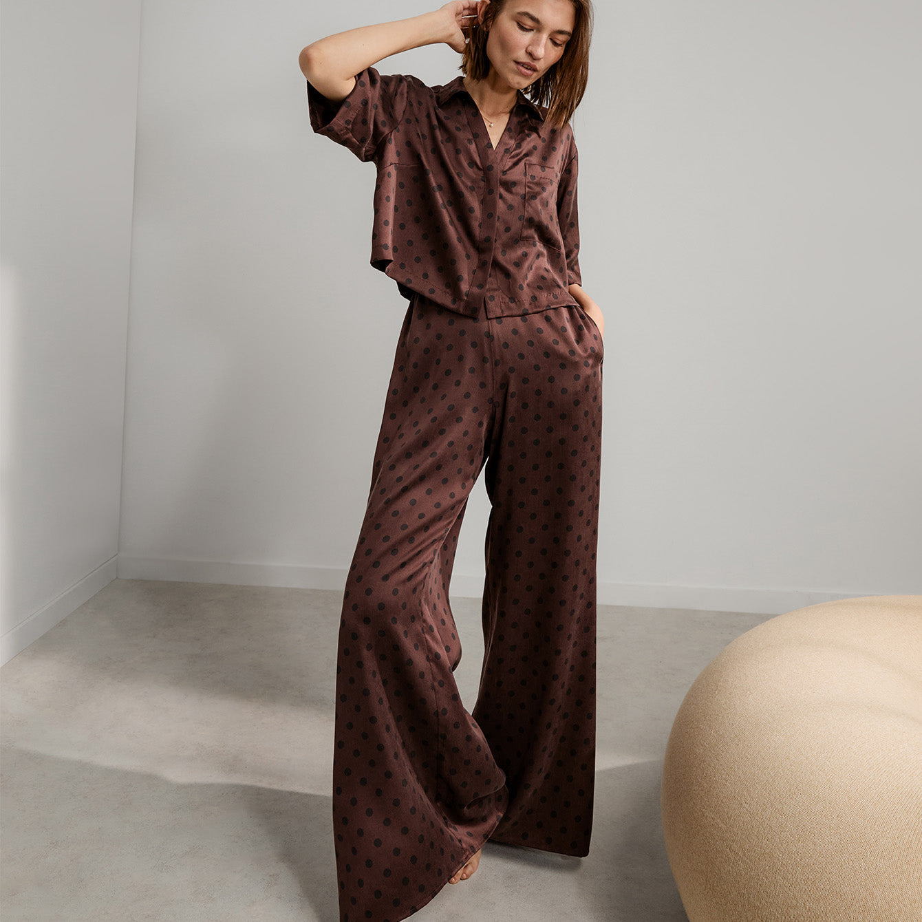 Washable Silk High Rise Pant Set