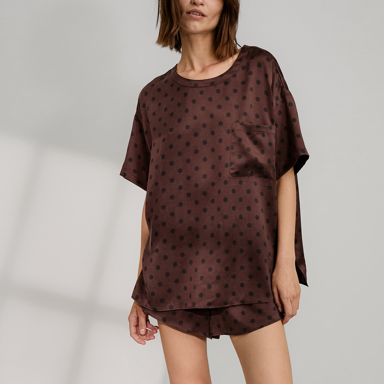 Washable Silk Tee Short Set