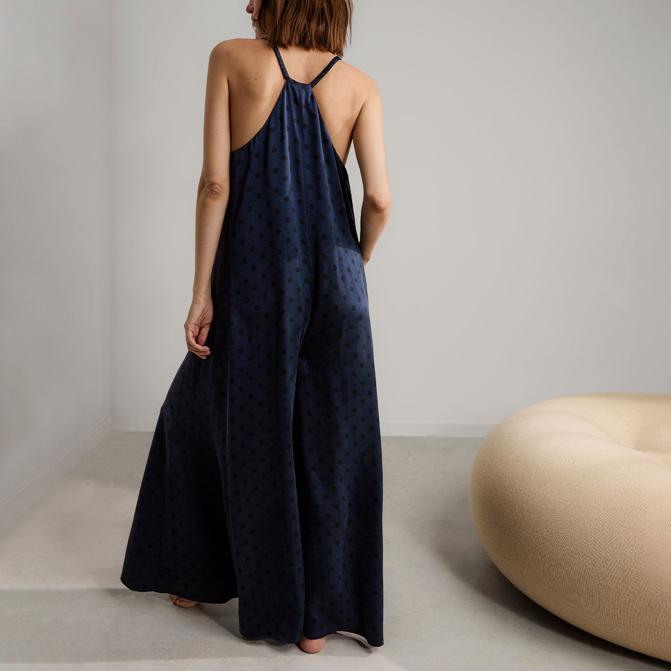 Washable Silk Elastic Strap Jumpsuit