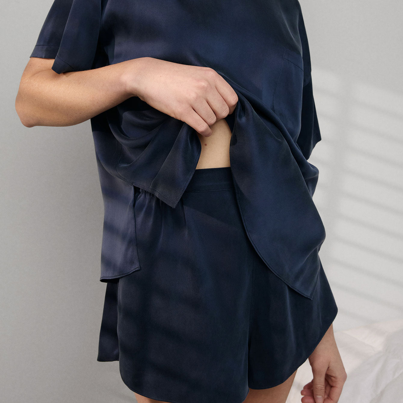 Washable Silk Tee Short Set