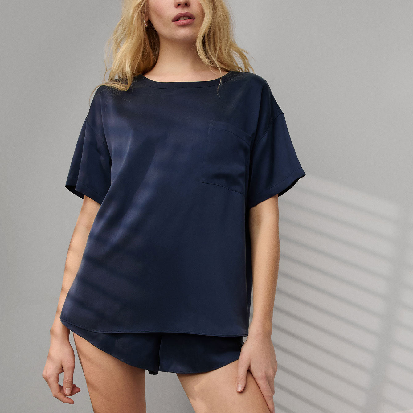 Washable Silk Tee Short Set