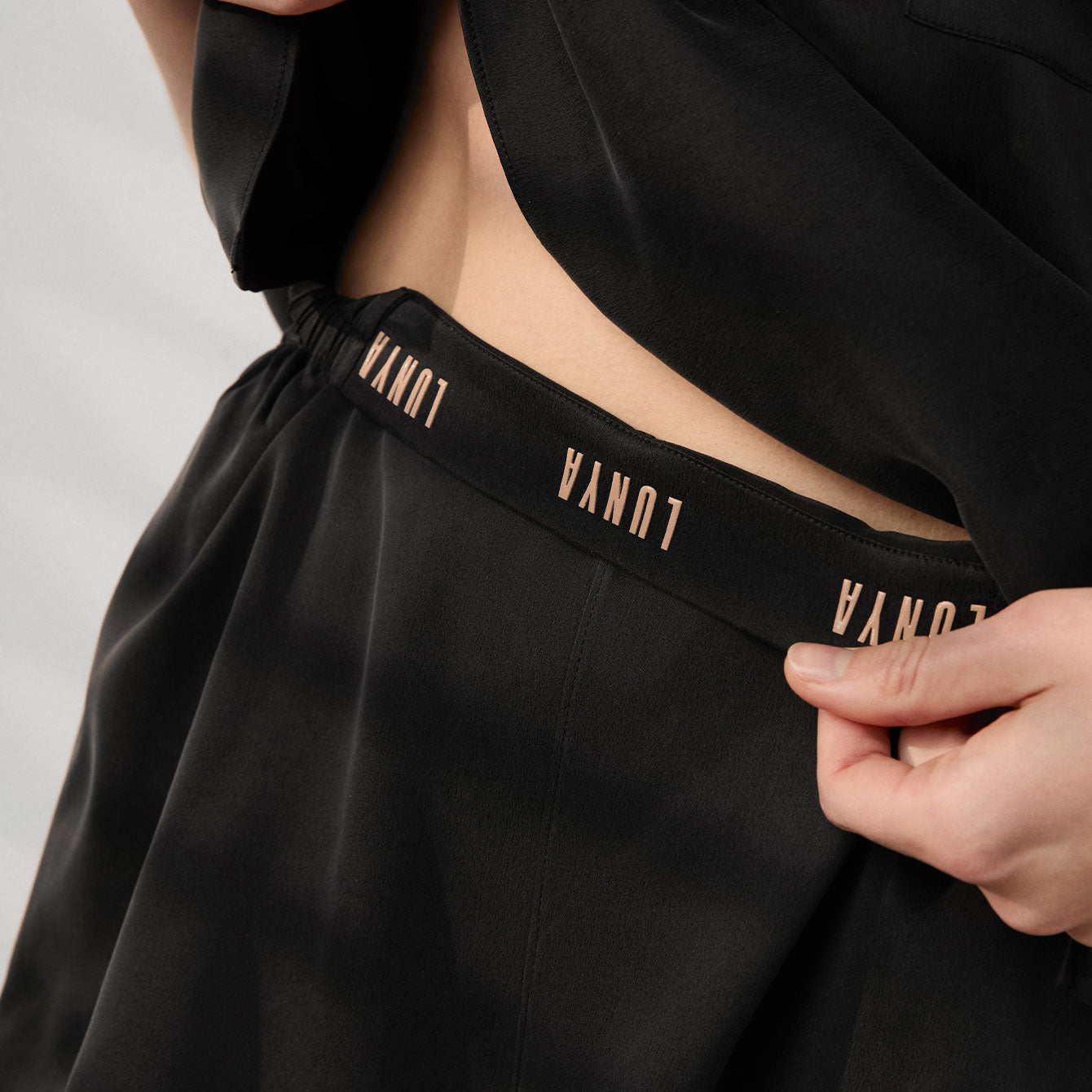 Washable Silk Tee Short Set