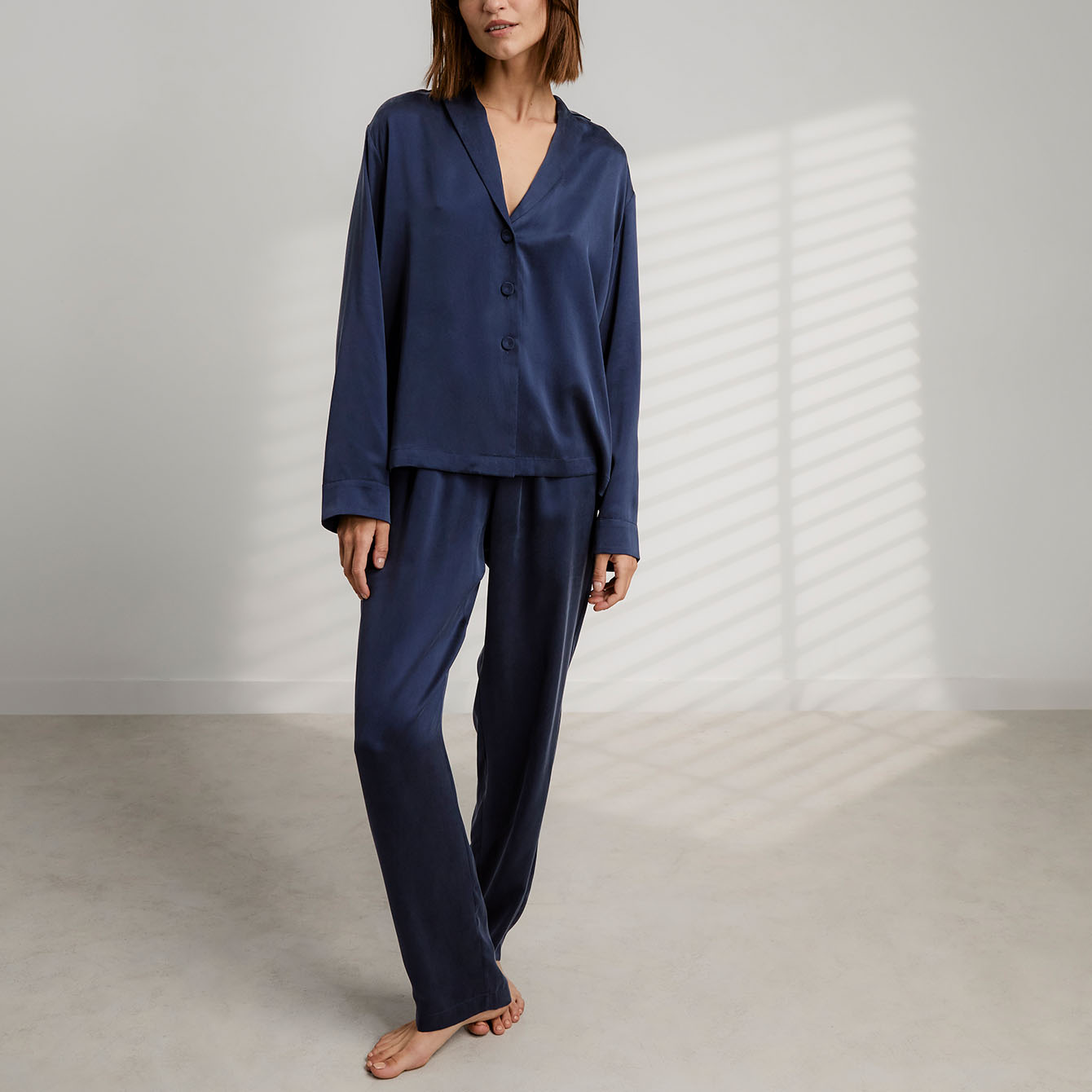 Washable Silk Long Sleeve Pant Set