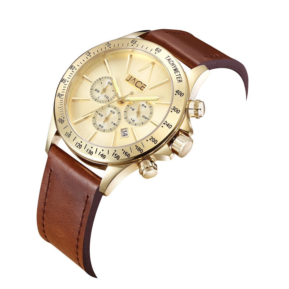 "ZAGREB" MEN`S LEATHER BAND CHRONOGRAPH WATCH