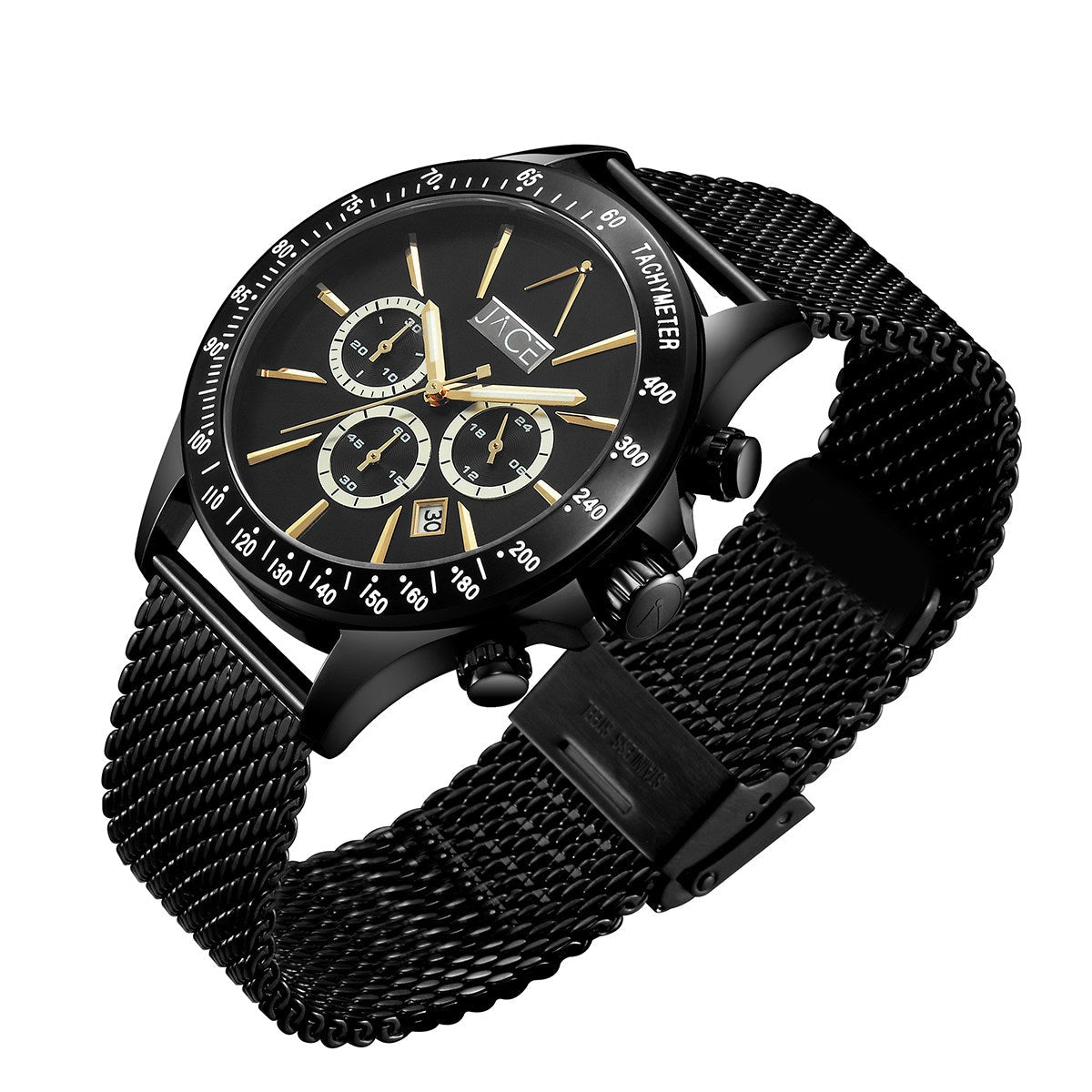 "ROSEAU" MEN`S MESH BAND CHRONOGRAPH WATCH