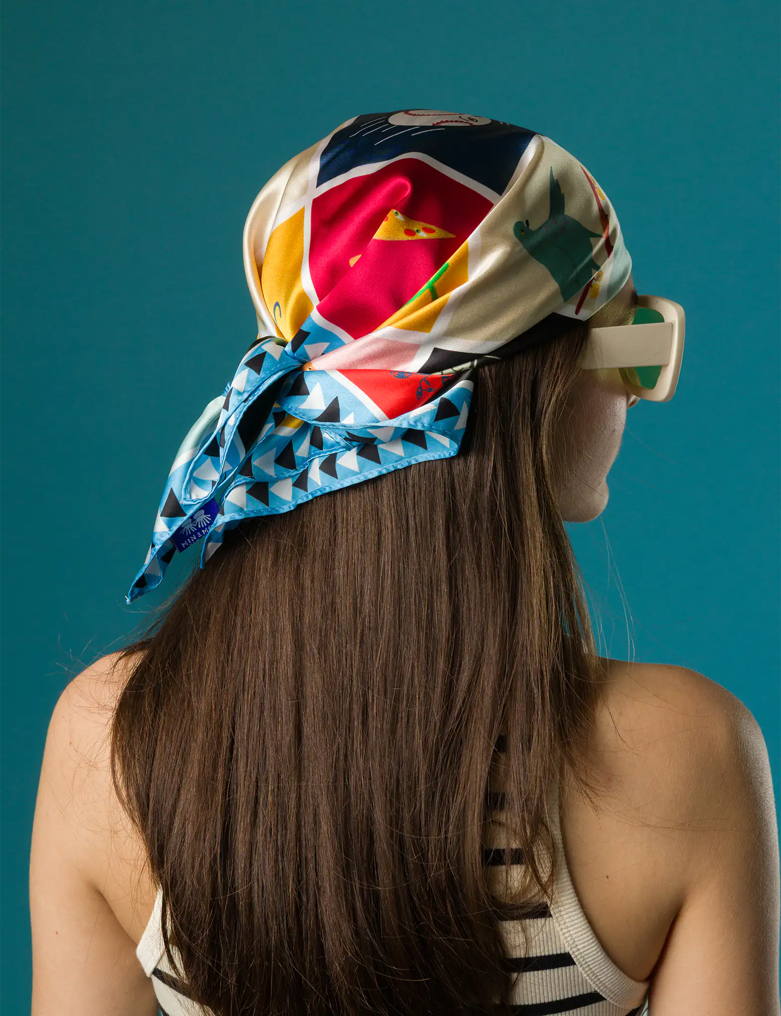 Blue Silk Scarf - New York Bingo
