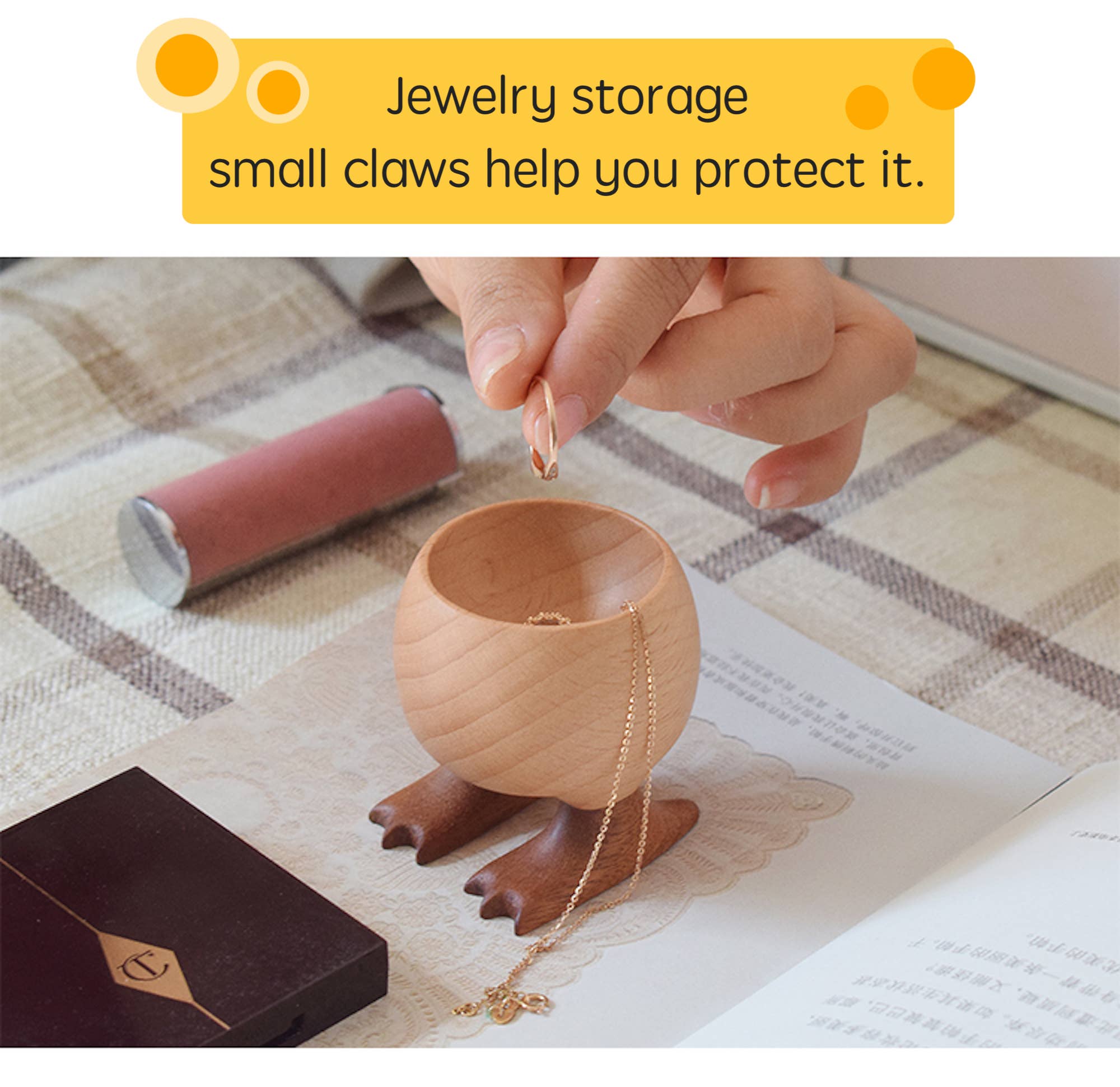 Wooden Egg Cup – Little Claw Design in Sapele & Beech