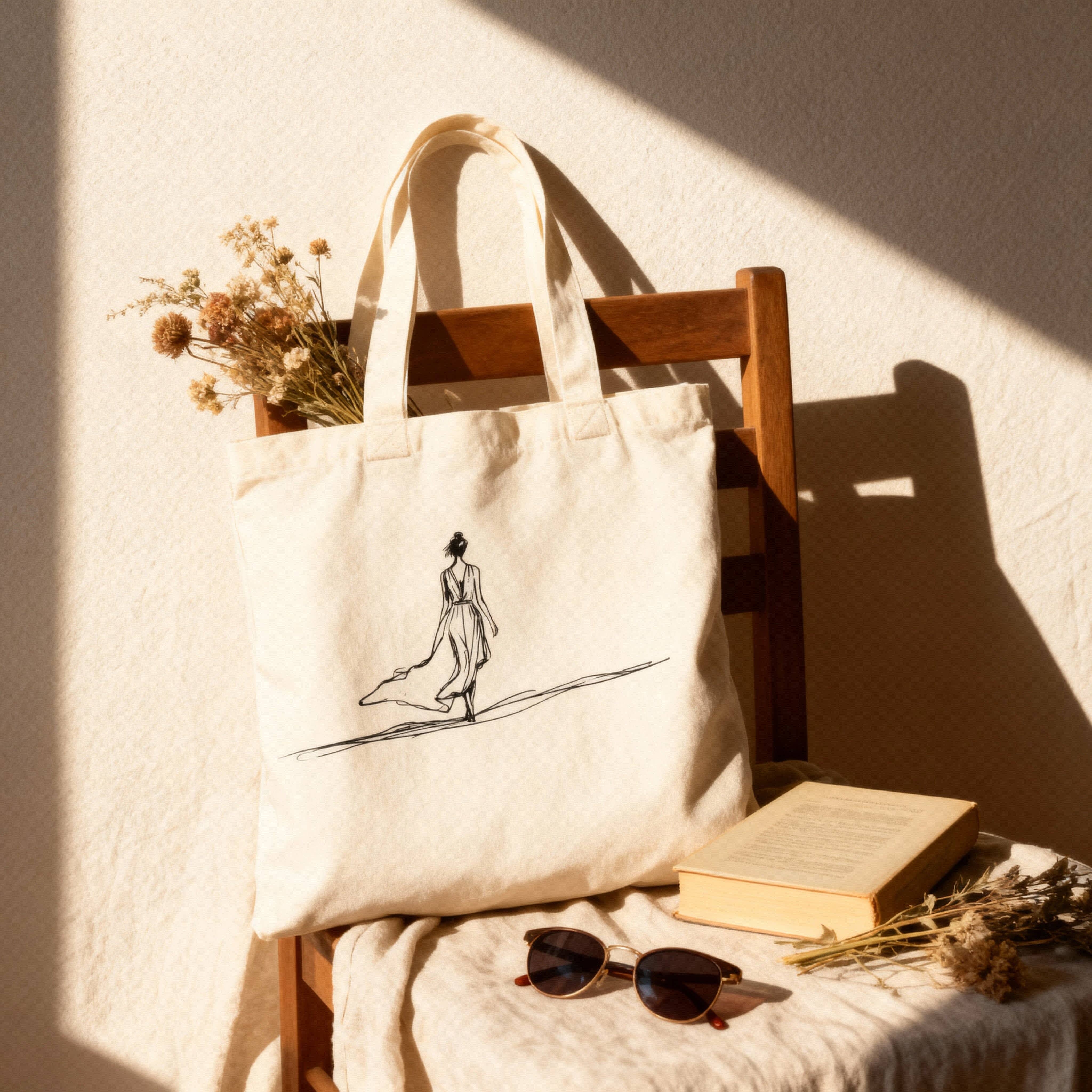 The Wanderer Tote | Minimalist Line Art Eco Canvas Bag
