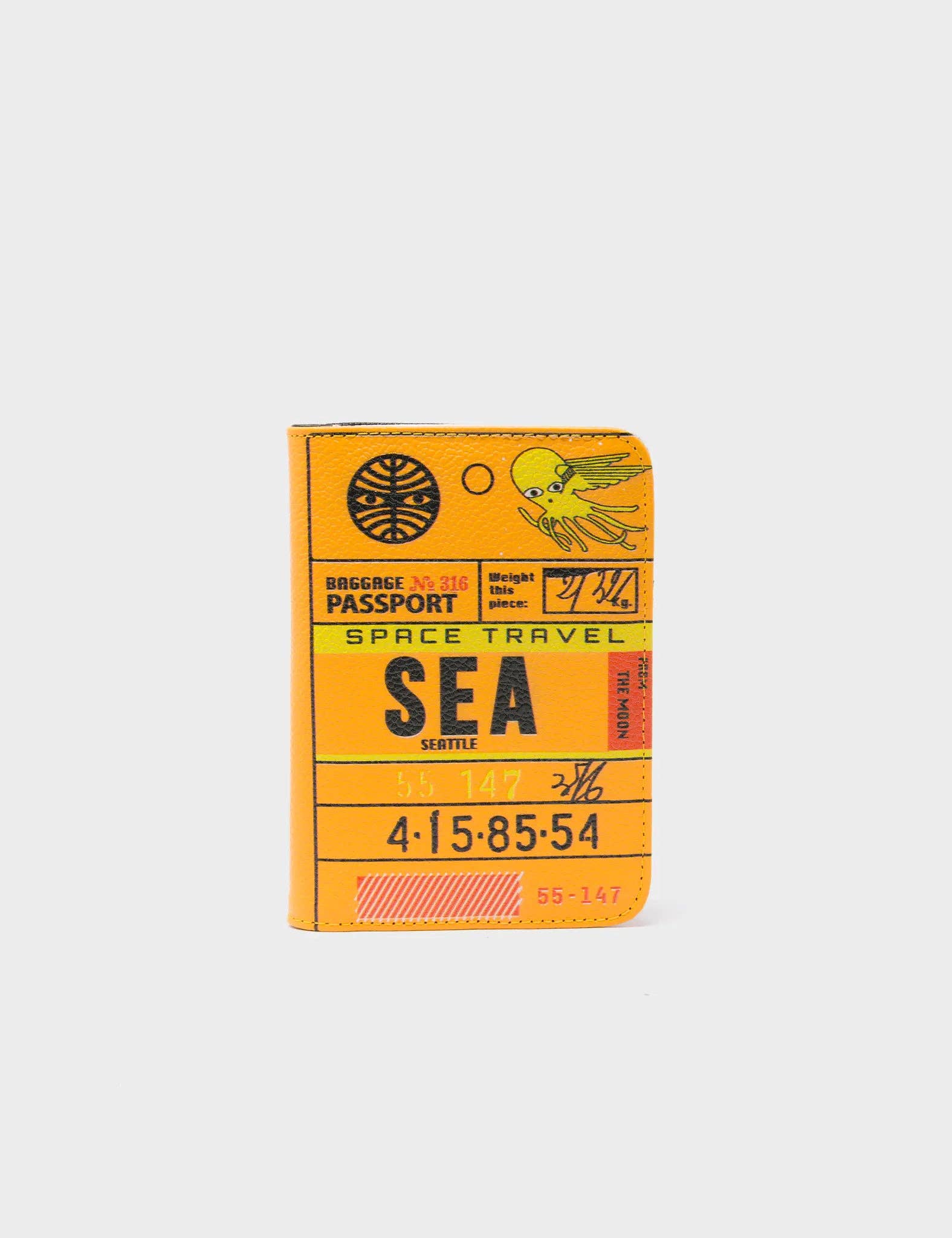 Frida Marigold Leather Passport Cover - Space Travel Seattle Print