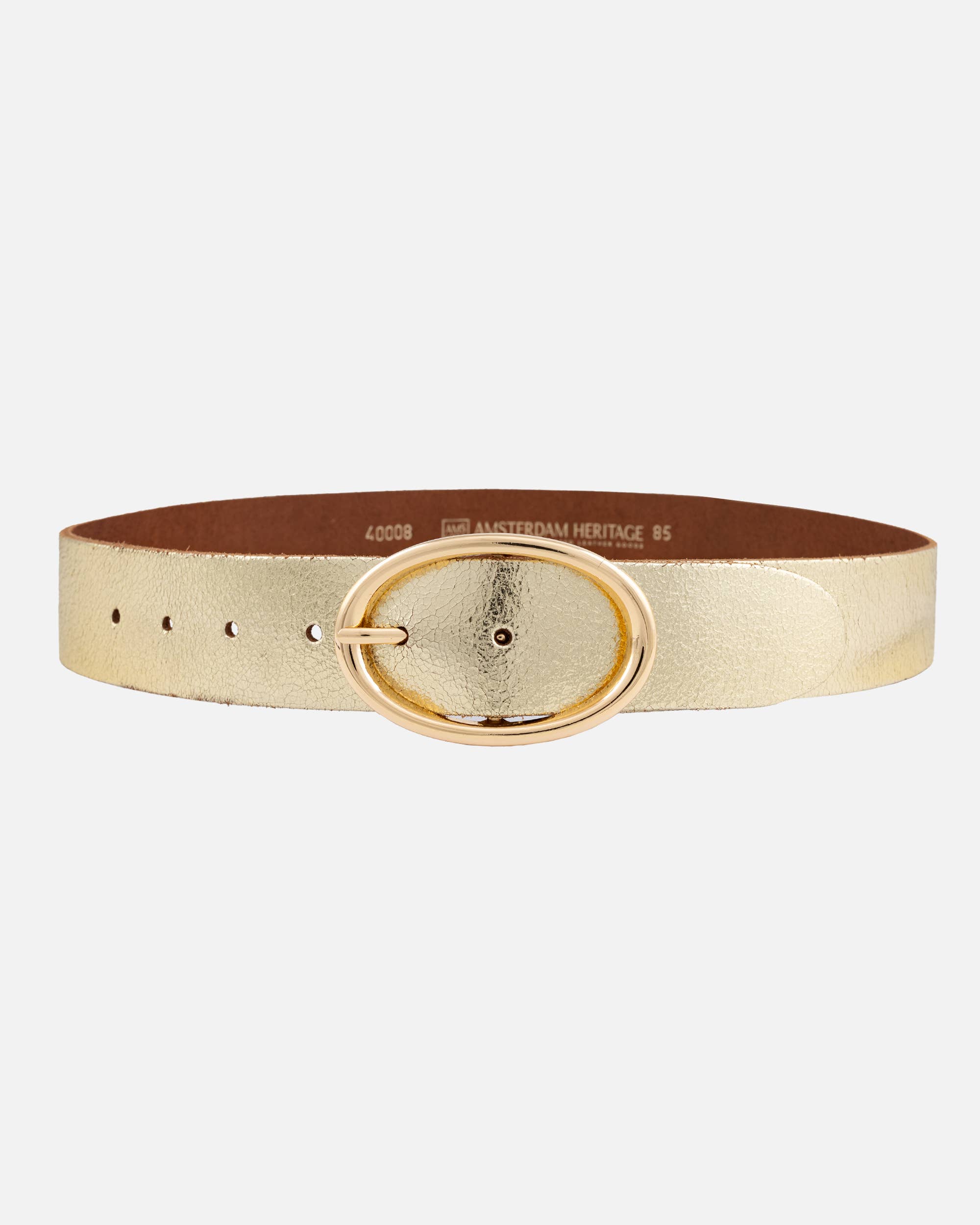 Chi | Metallic Leather Belt with Sleek Oval Buckle