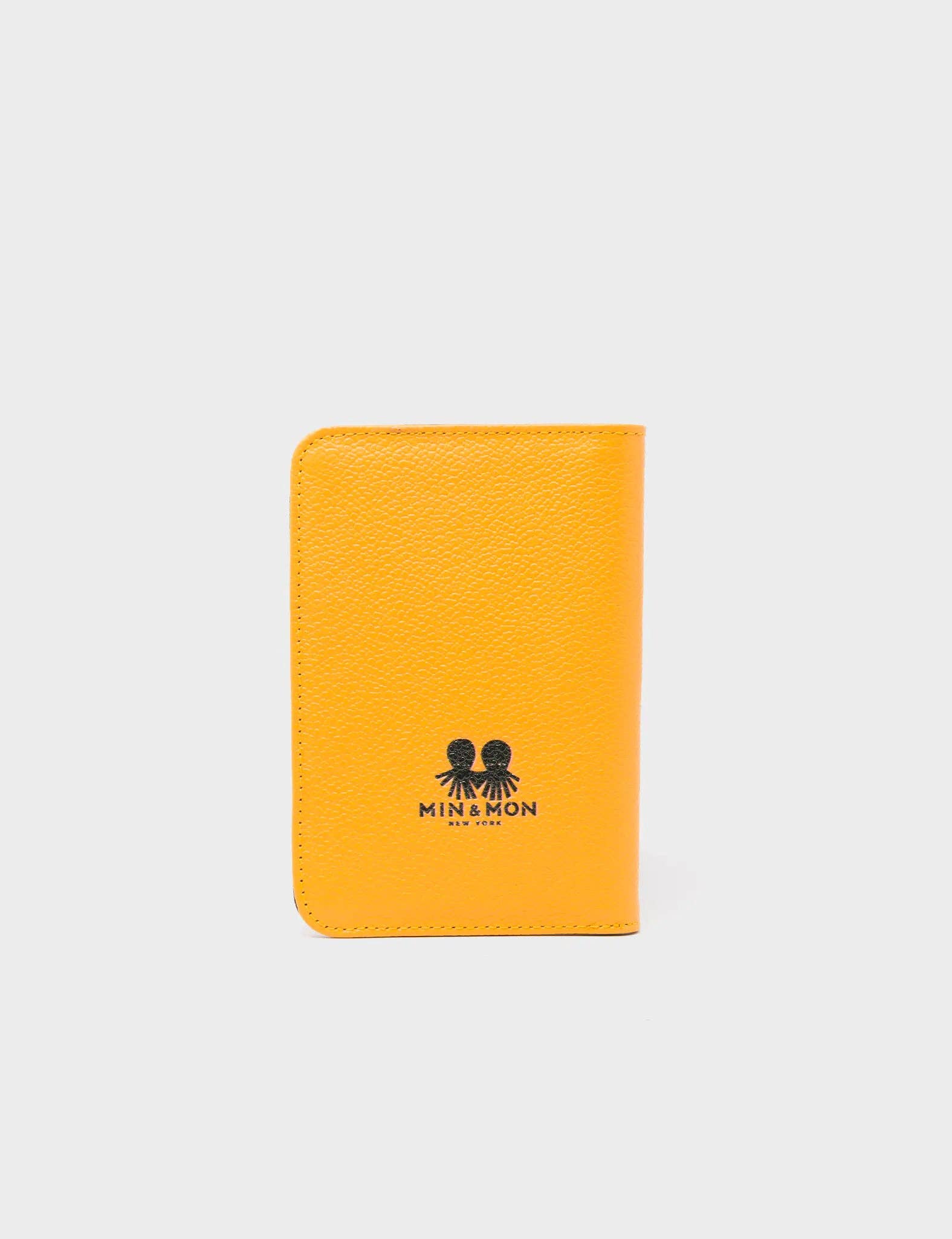 Frida Marigold Leather Passport Cover - Space Travel Miami Print