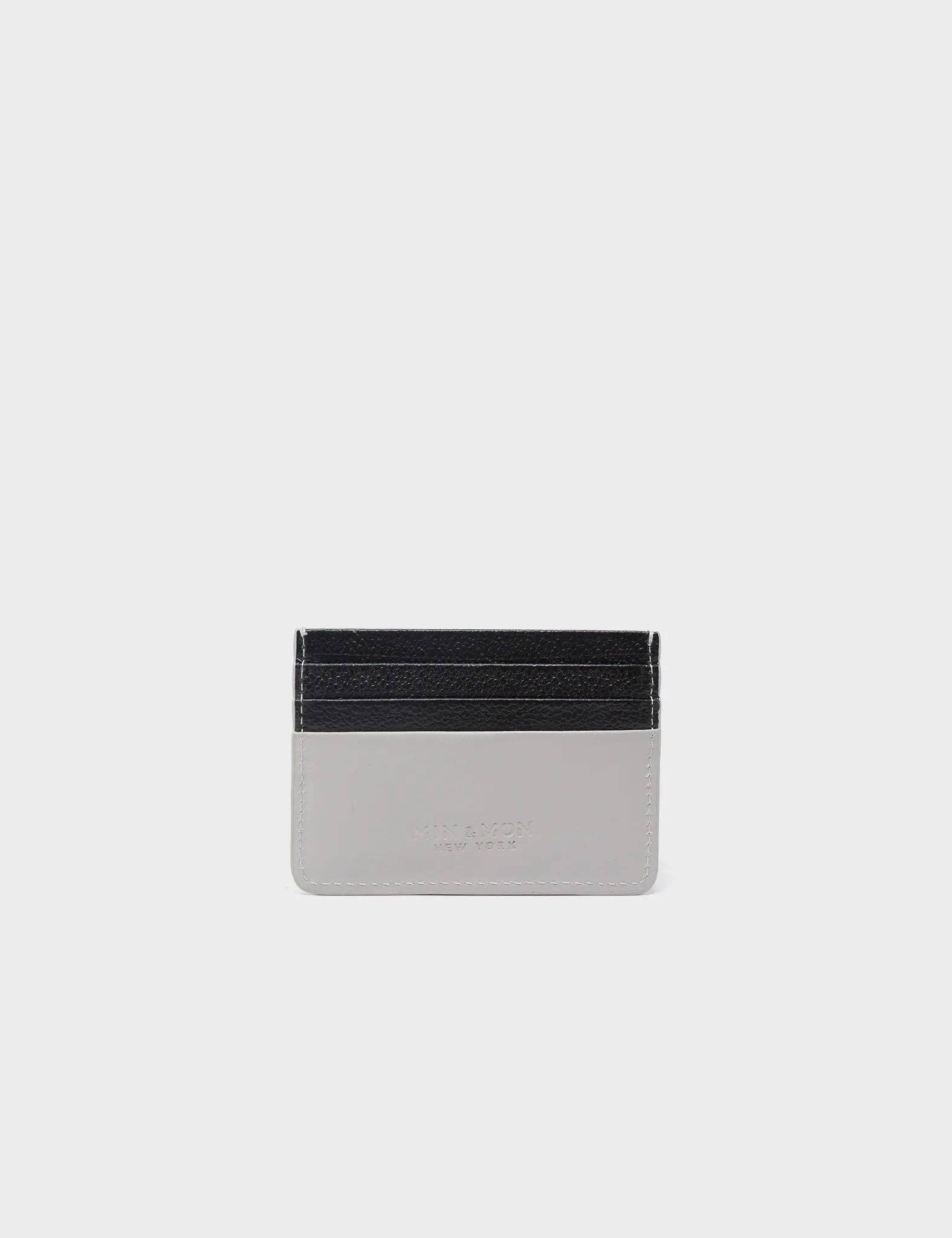 Markets - Filium Light Gray and Black Leather Cardholder - Eyes Engraved