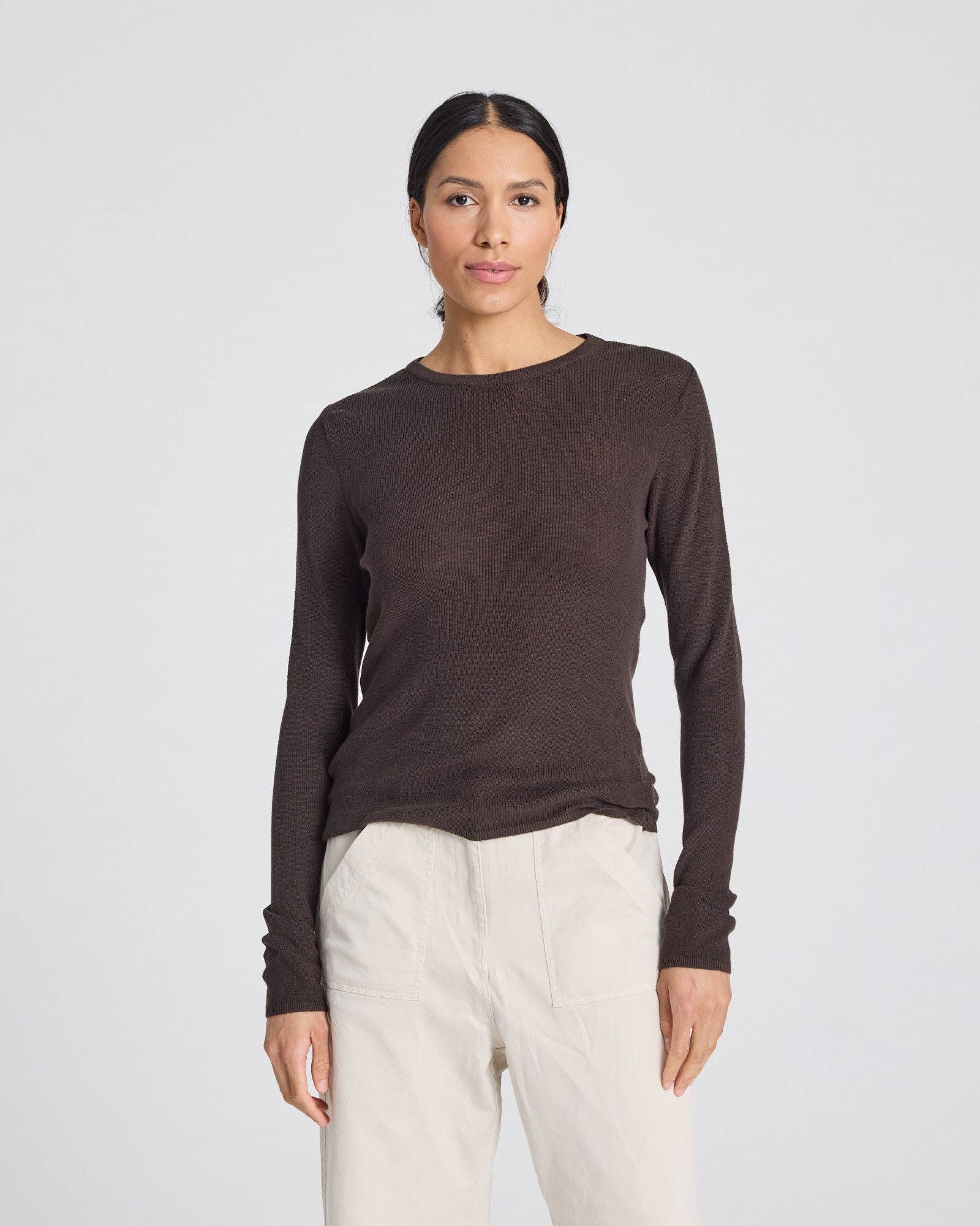 Freja L/S Cotton Rib Top GOTS - Mulch