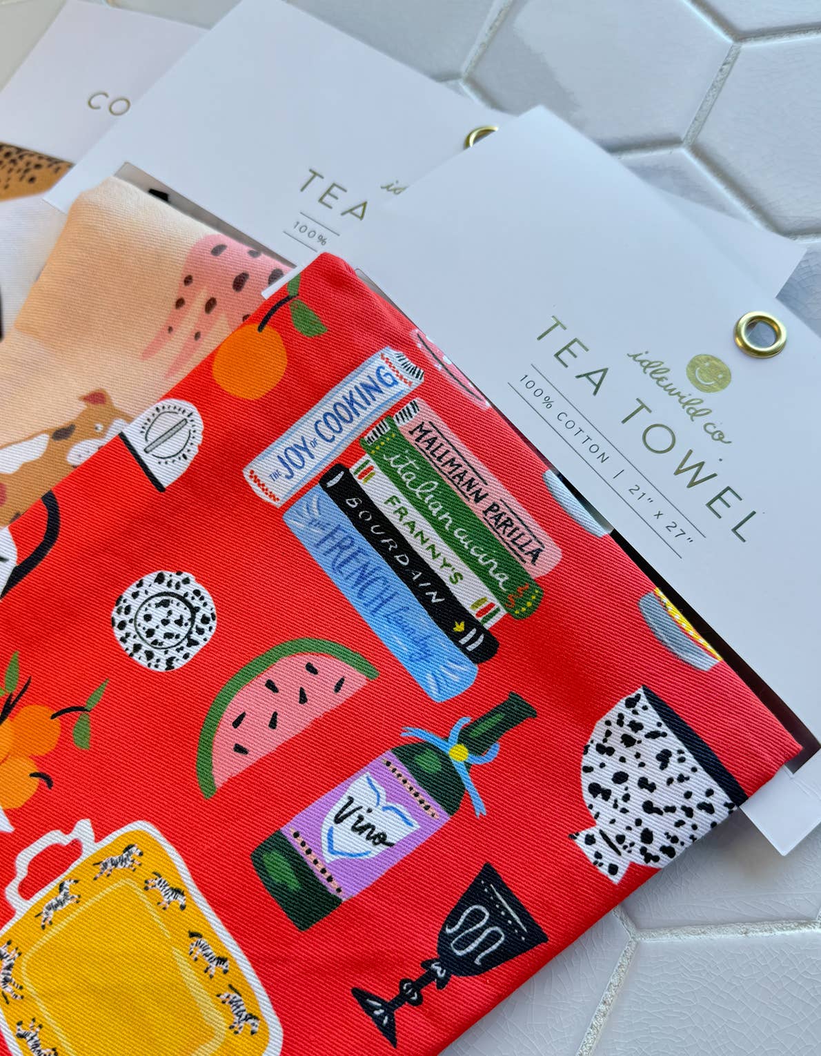 Zodiac Cotton Tea Towel with Embroidered Detail