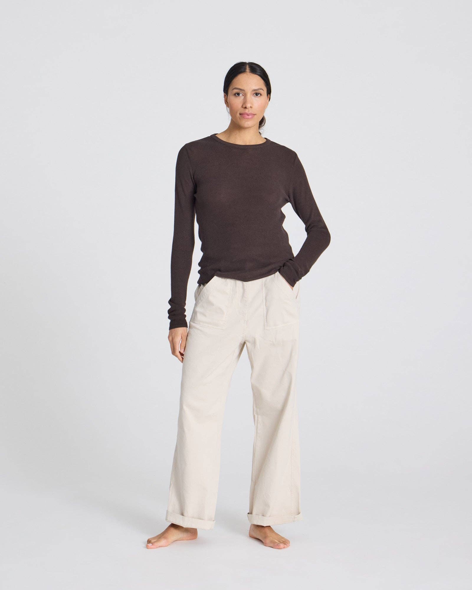 Freja L/S Cotton Rib Top GOTS - Mulch