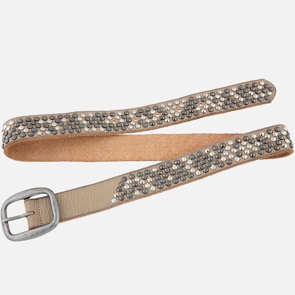 Britta | Vintage Silver Buckle Studded Leather Belt Women