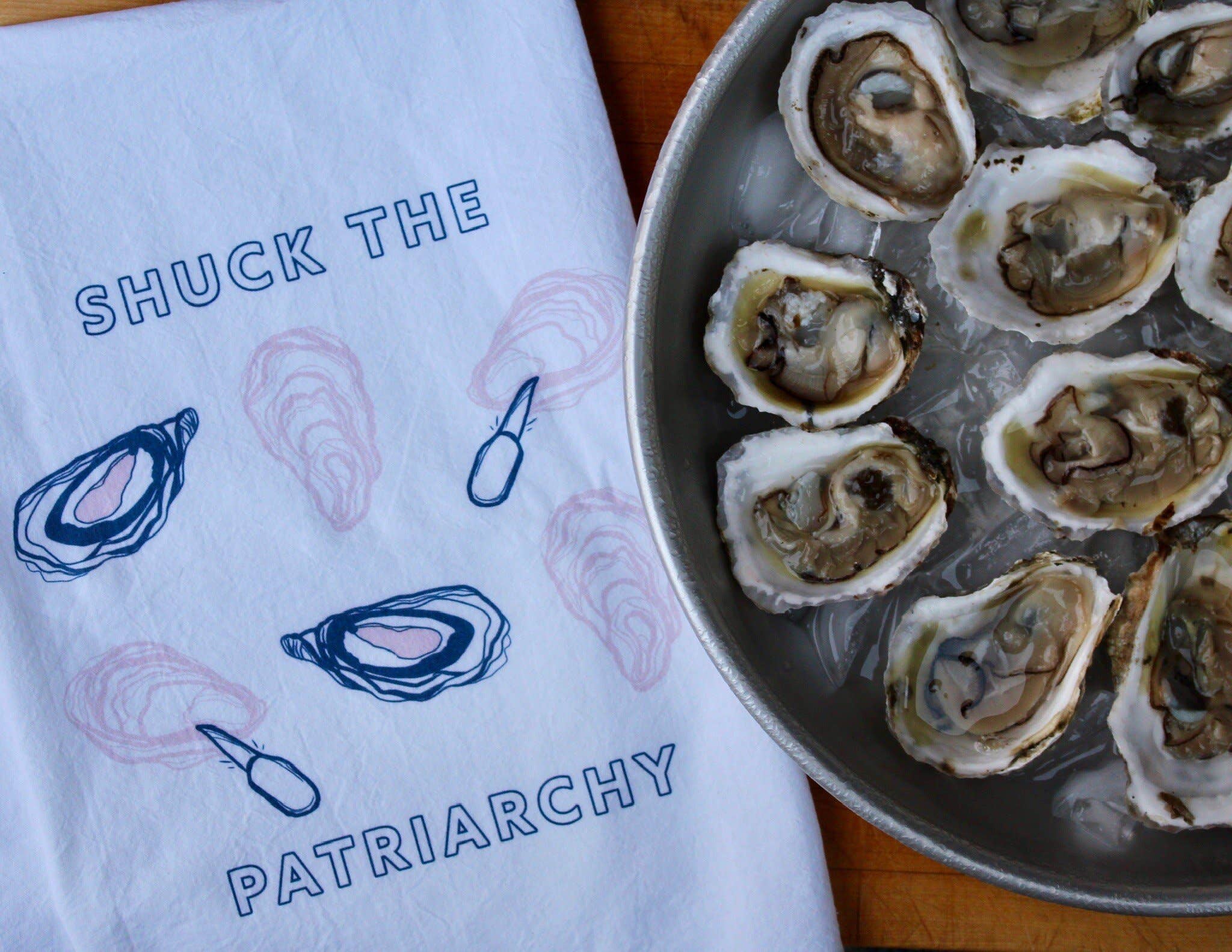 Shuck the Patriarchy Tea Towel - foodie mother's day gift