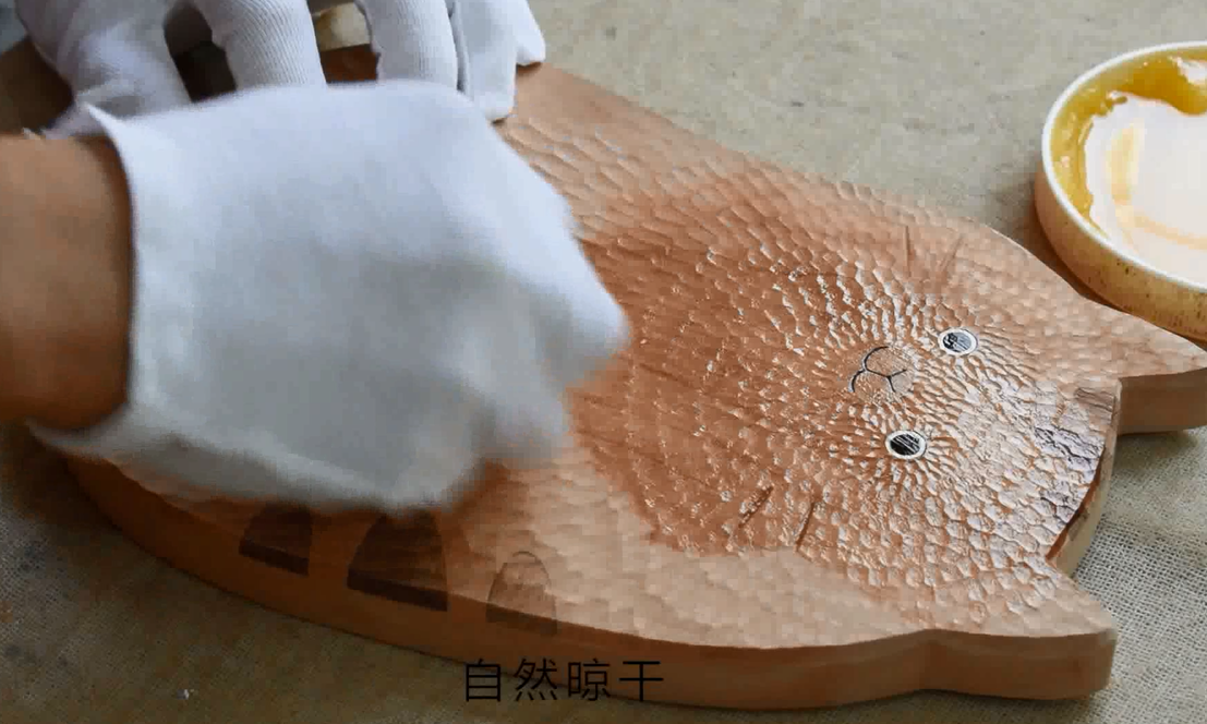 Hand Carved Serving Board - Cute cat /Handmade