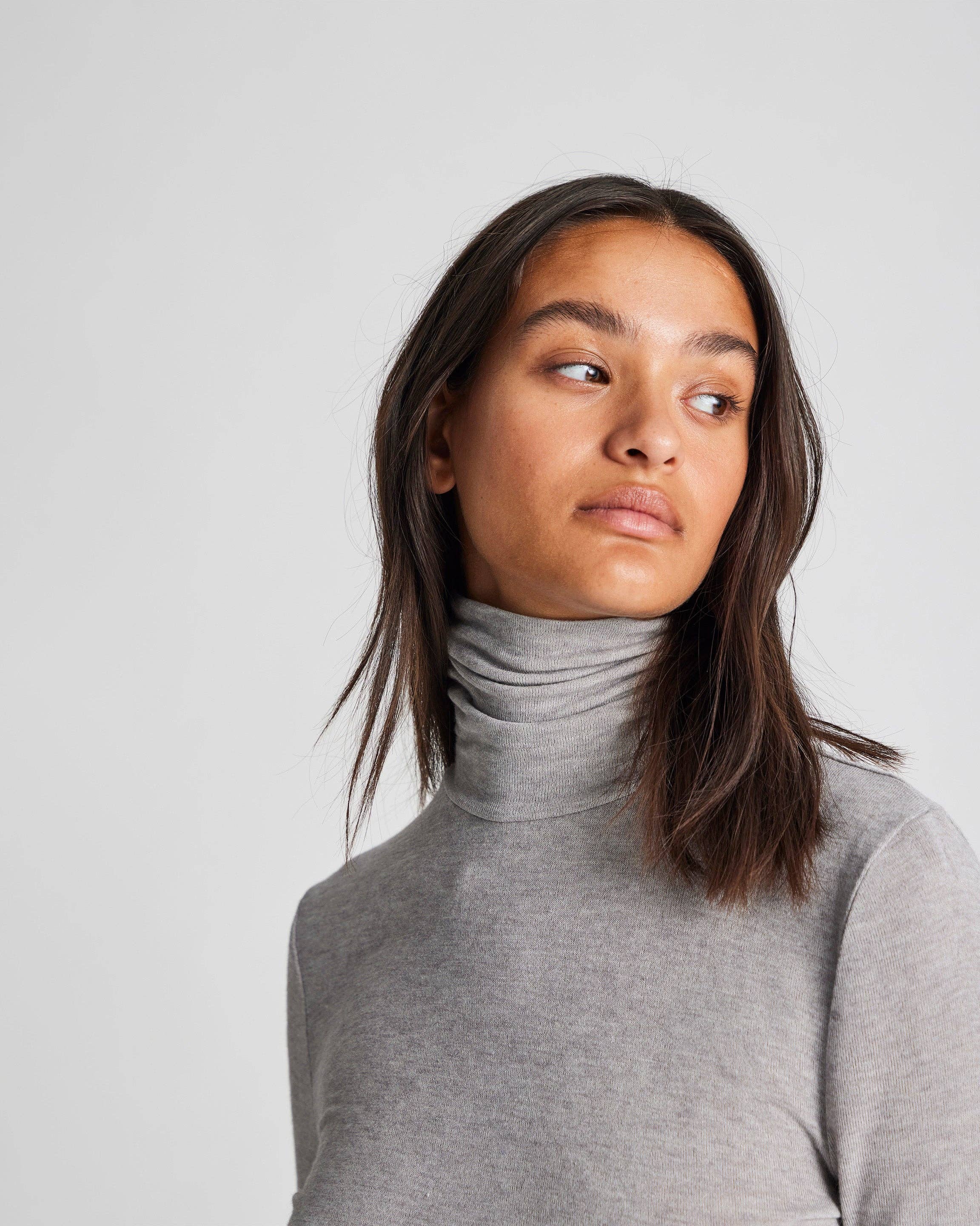 Anna Wool Turtleneck - Light Grey Melange