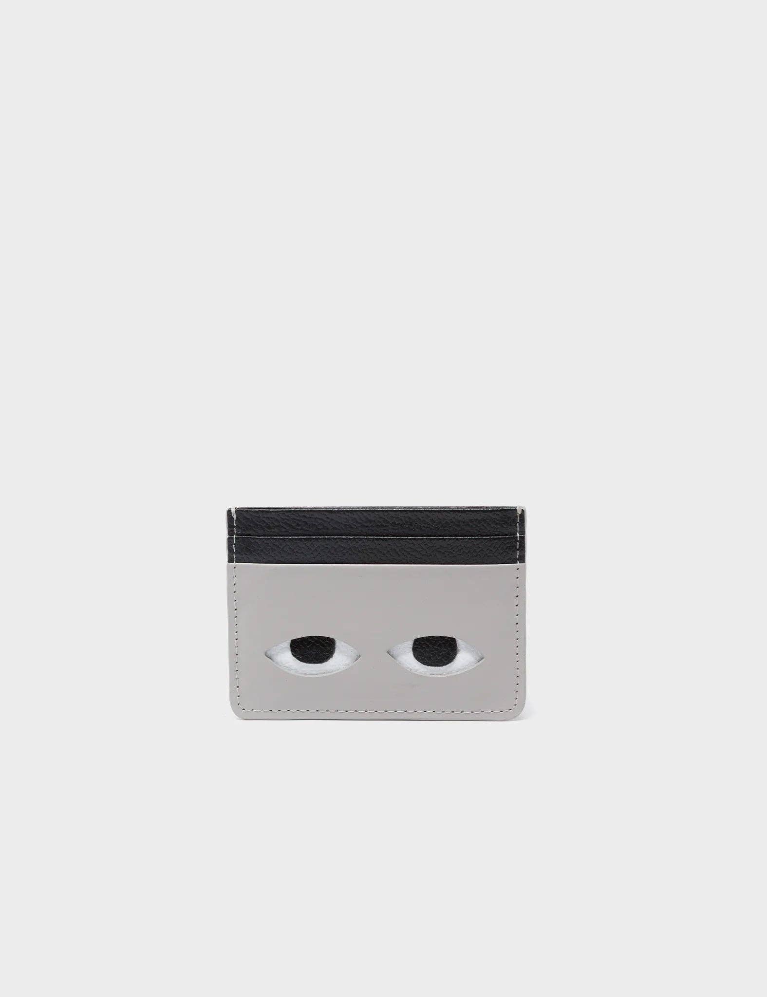 Markets - Filium Light Gray and Black Leather Cardholder - Eyes Engraved