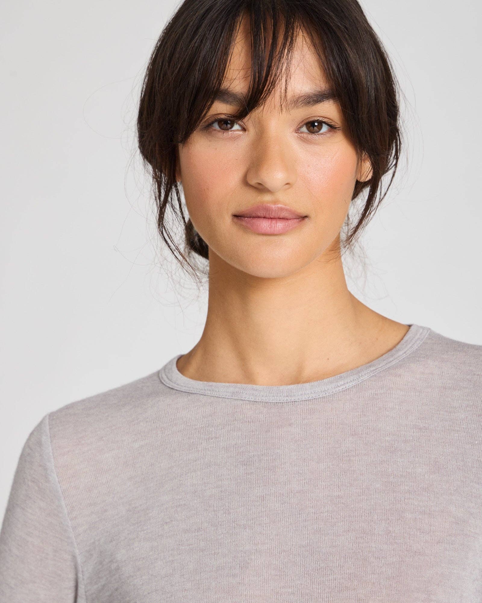 Thyra Wool Top - Light Grey Melange