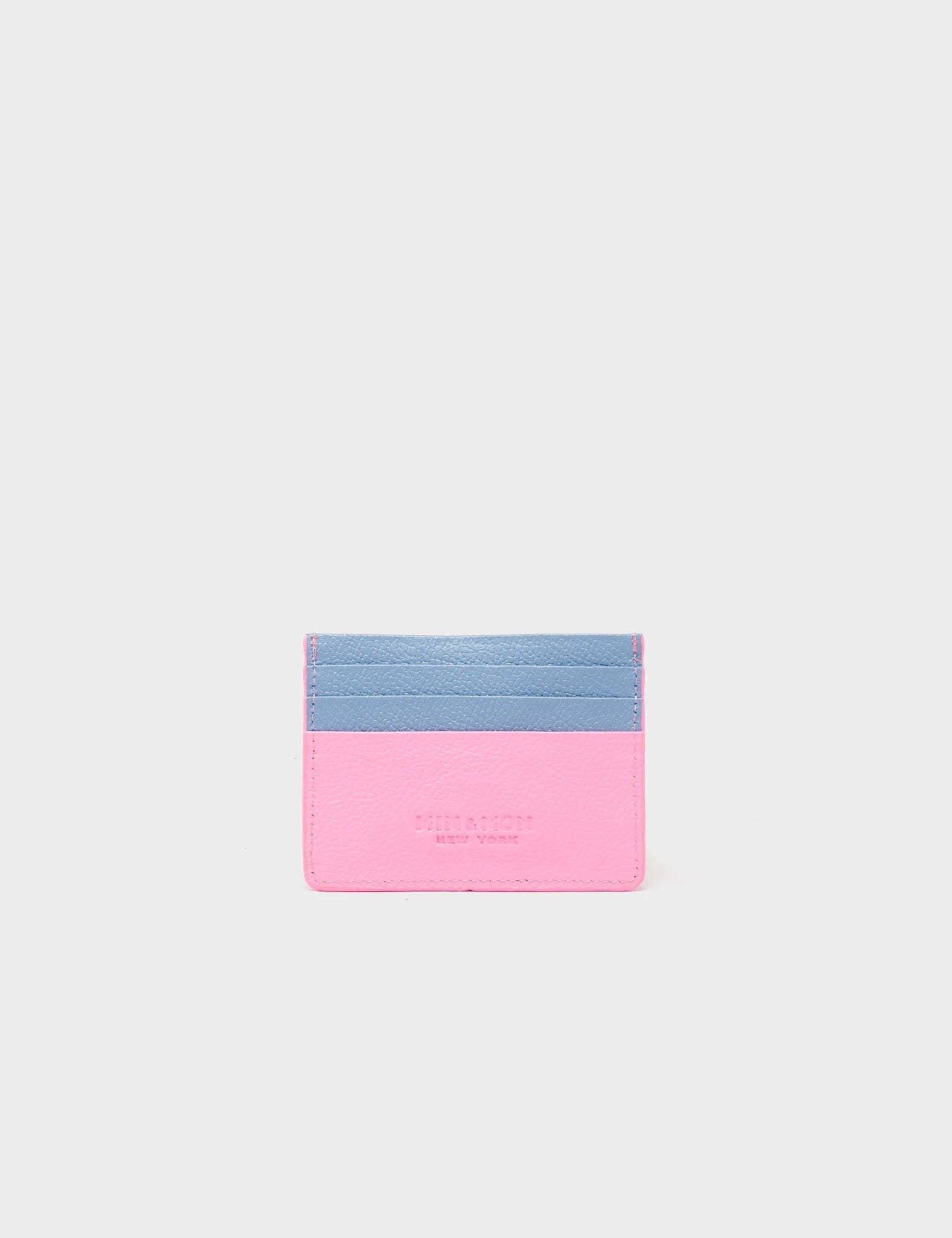 Filium Bubblegum Pink Leather Cardholder - Fuzzy Monster Applique