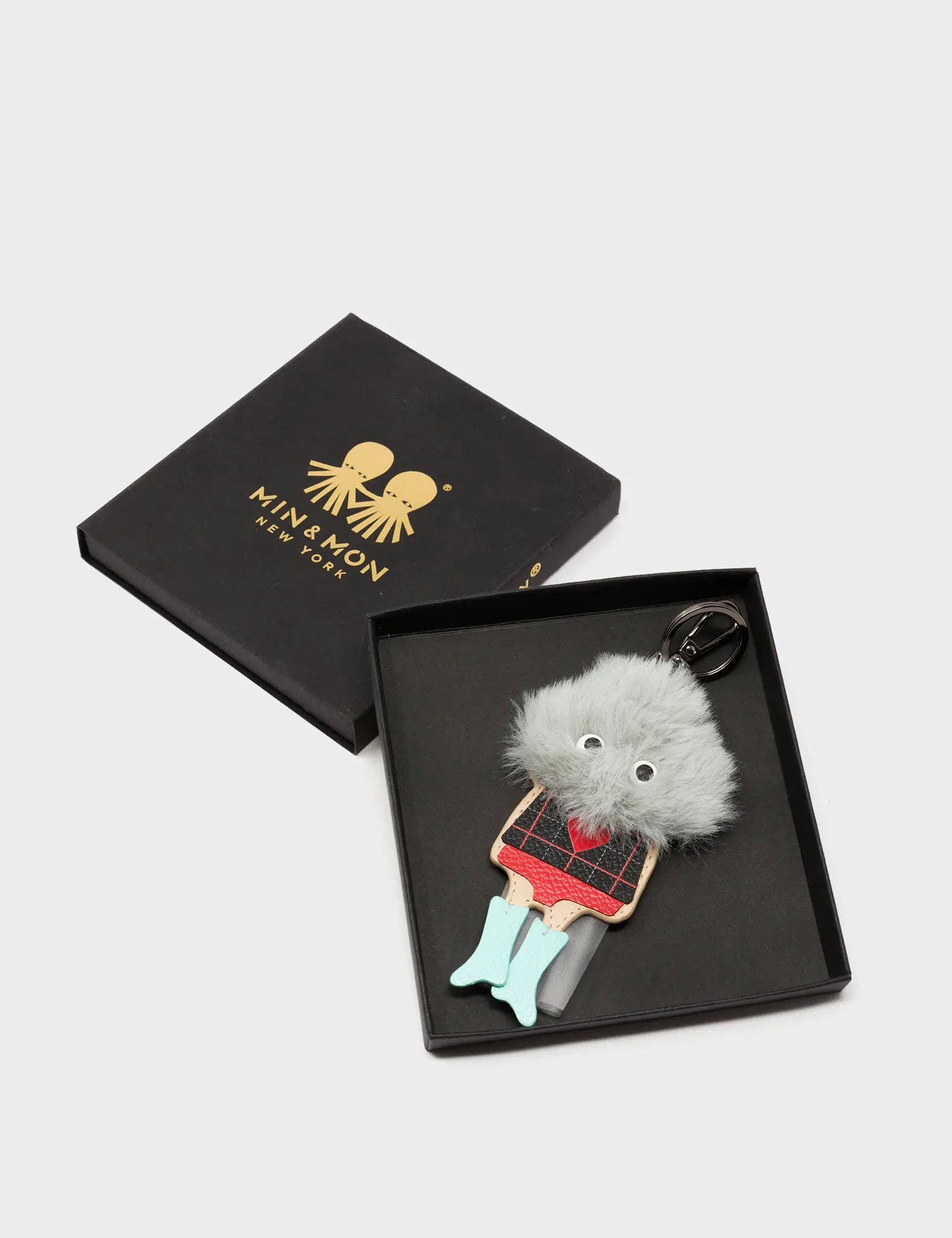 Monster Charm - Gray Faux Fur and Aquatic Blue Leather Boots