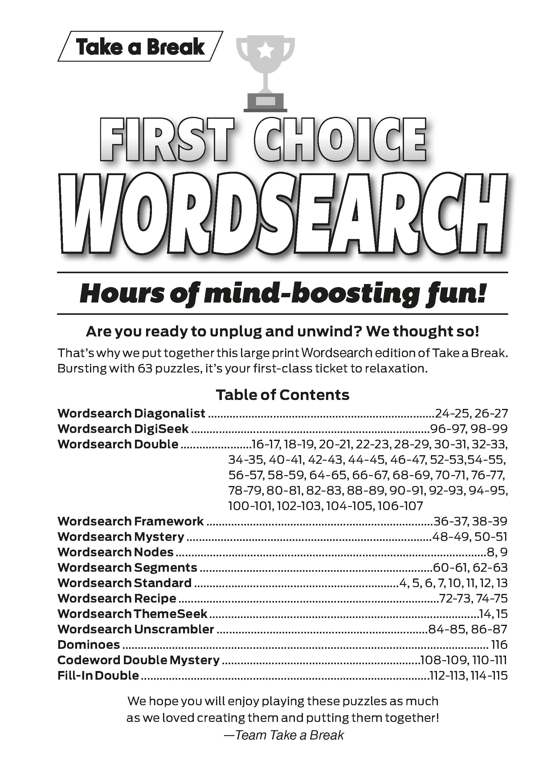 Take a Break - First Choice Word Search 25.02.07: Large Print, Over 100 Puzzles, Word Game Fun For Everyone